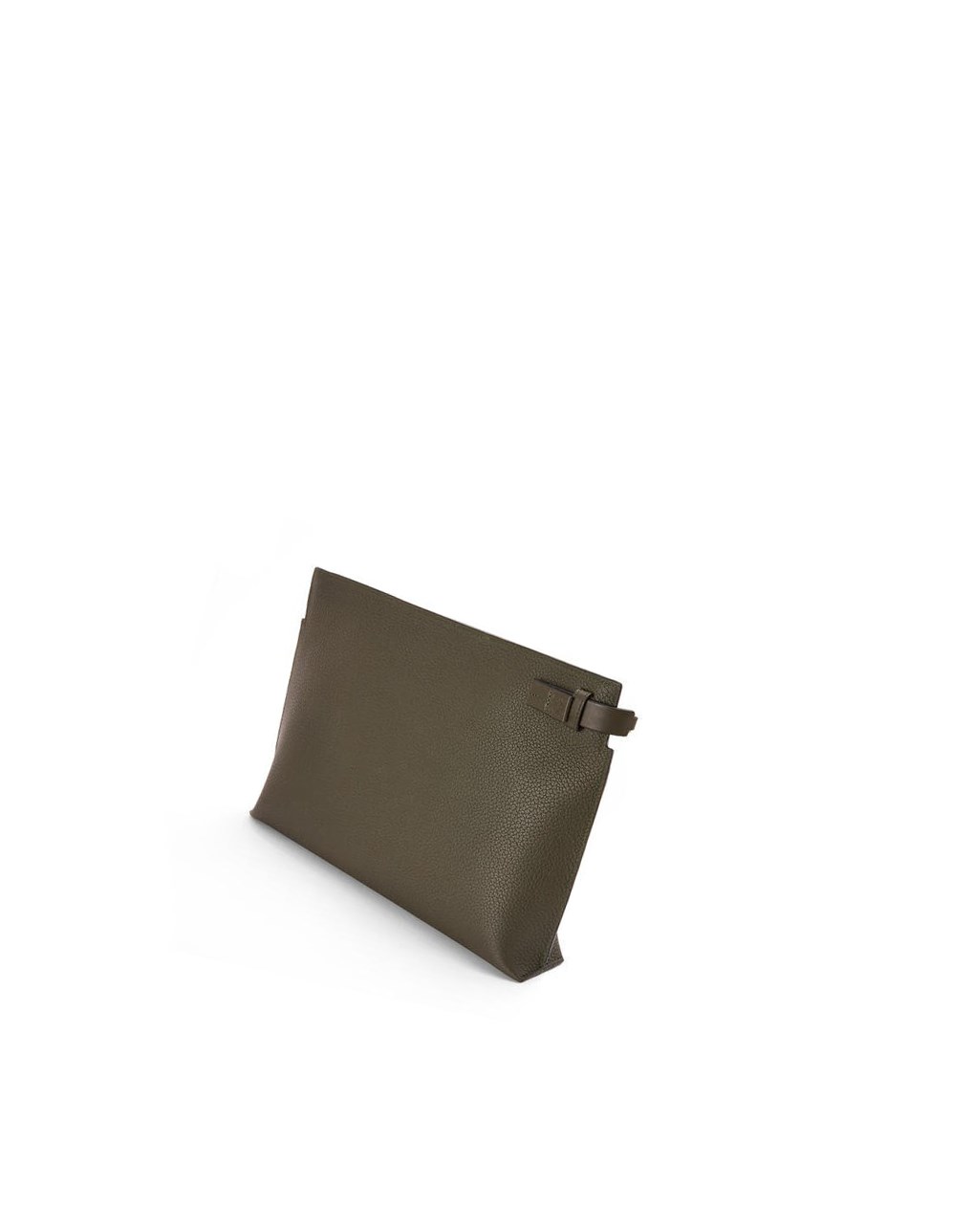 Loewe T Pouch in grained calfskin Kaki Oscuro Verdes | CKLVB-4859