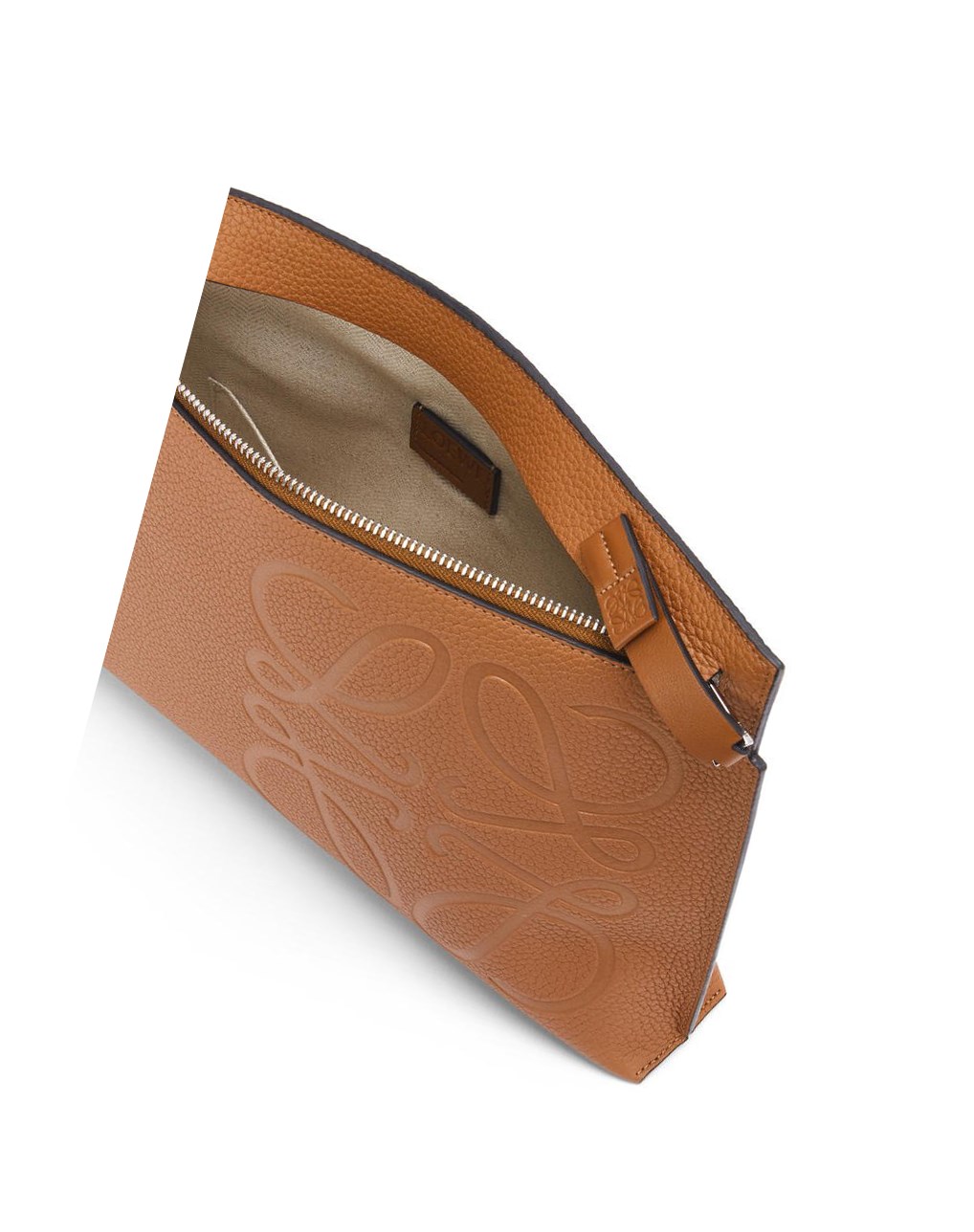 Loewe T Pouch in grained calfskin Tan | ENBUV-2793