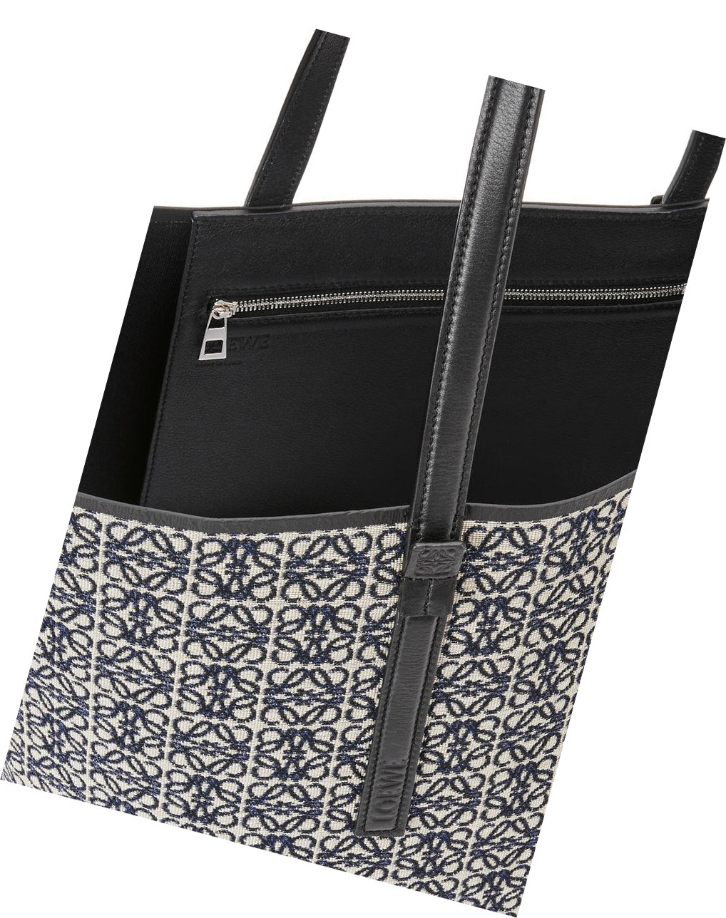Loewe T Tote bag in Anagram jacquard and calfskin Azul Marino Negros | OBSWH-4725