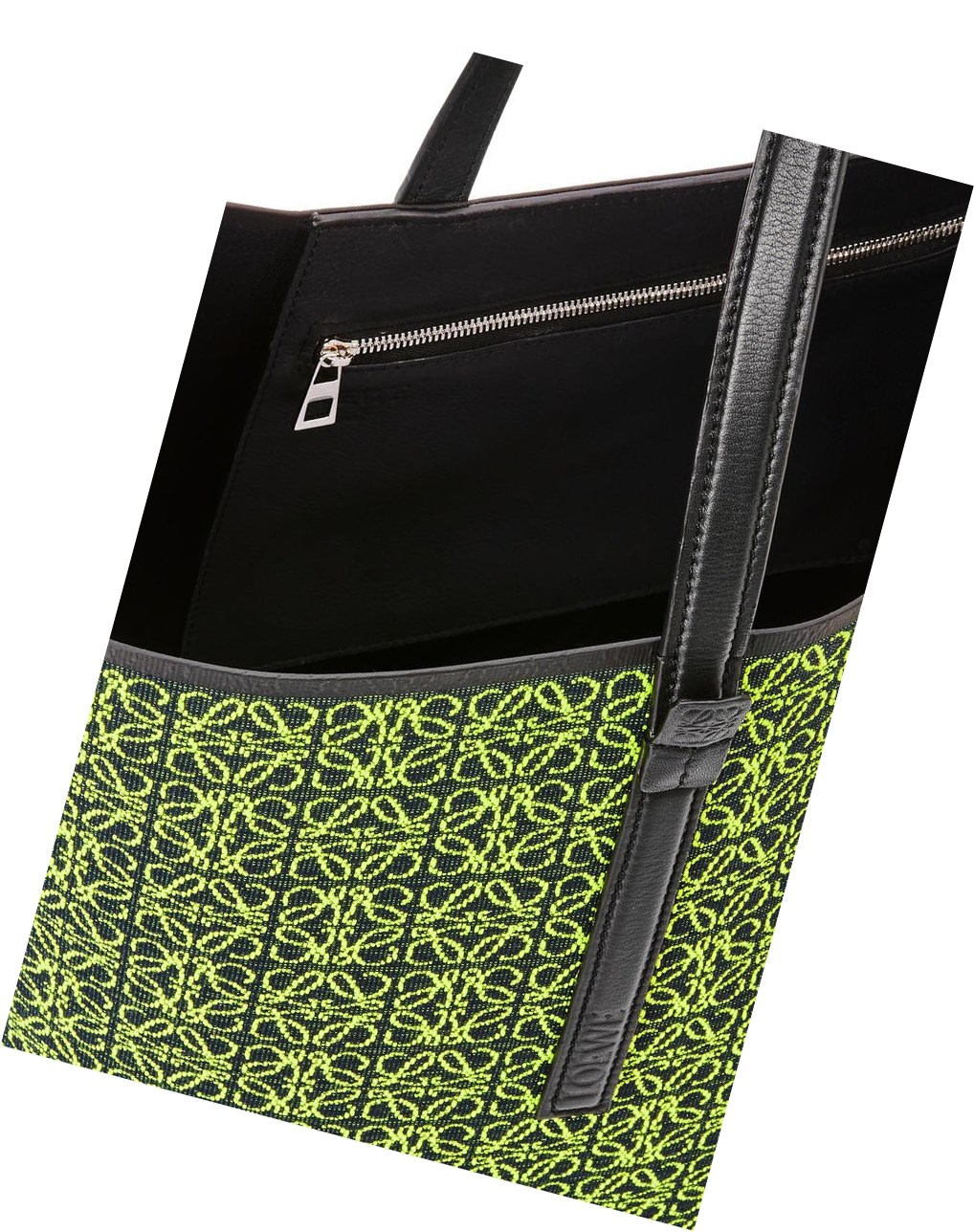 Loewe T Tote bag in Anagram jacquard and calfskin Amarillos Azul Marino Oscuro | PDUZS-6904