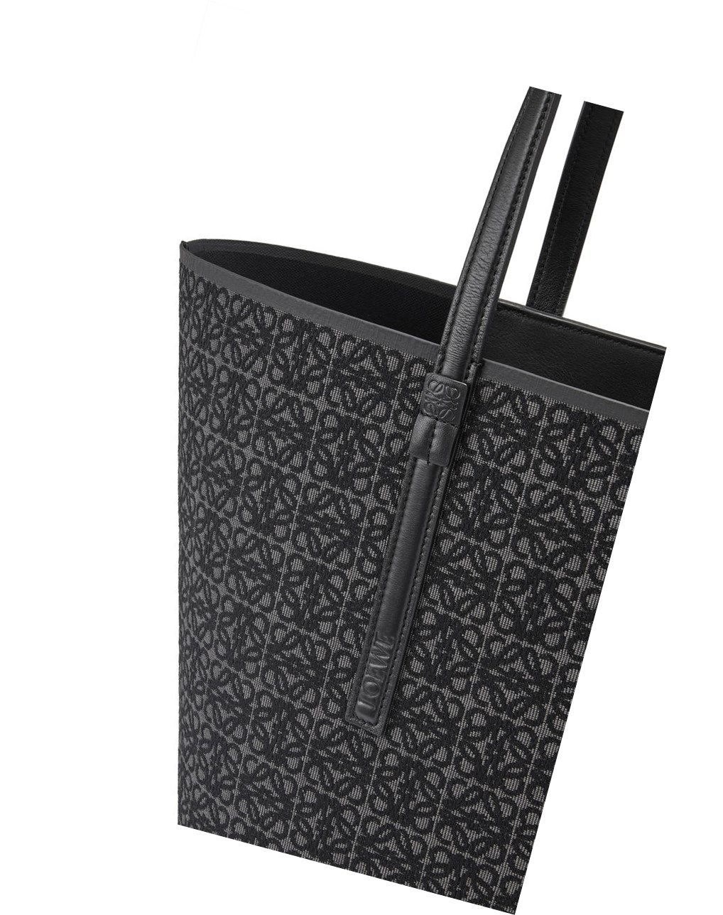 Loewe T Tote bag in Anagram jacquard and calfskin Negros | QWKIG-7981