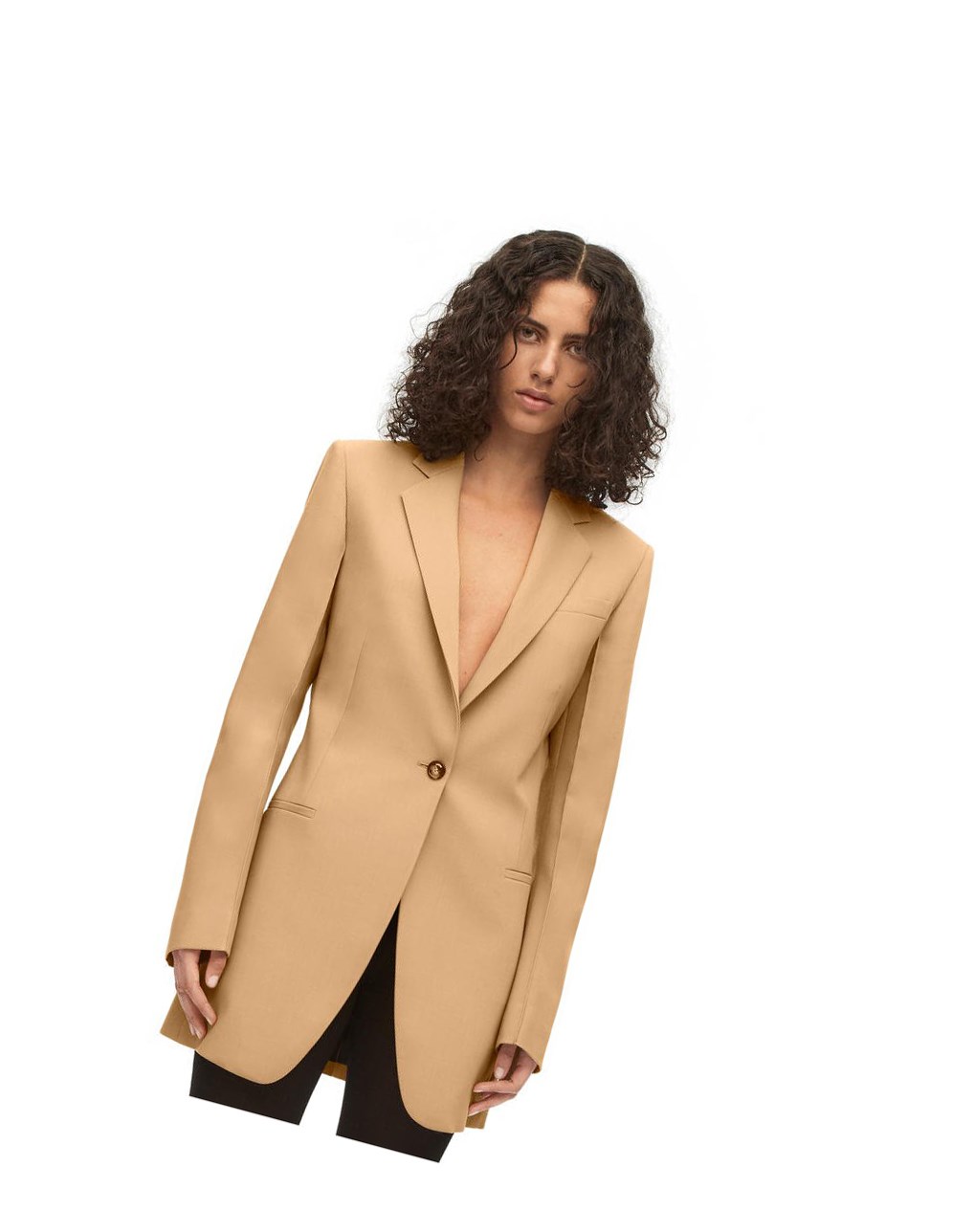 Loewe Tailored jacket in wool Beige | PAOKZ-7248