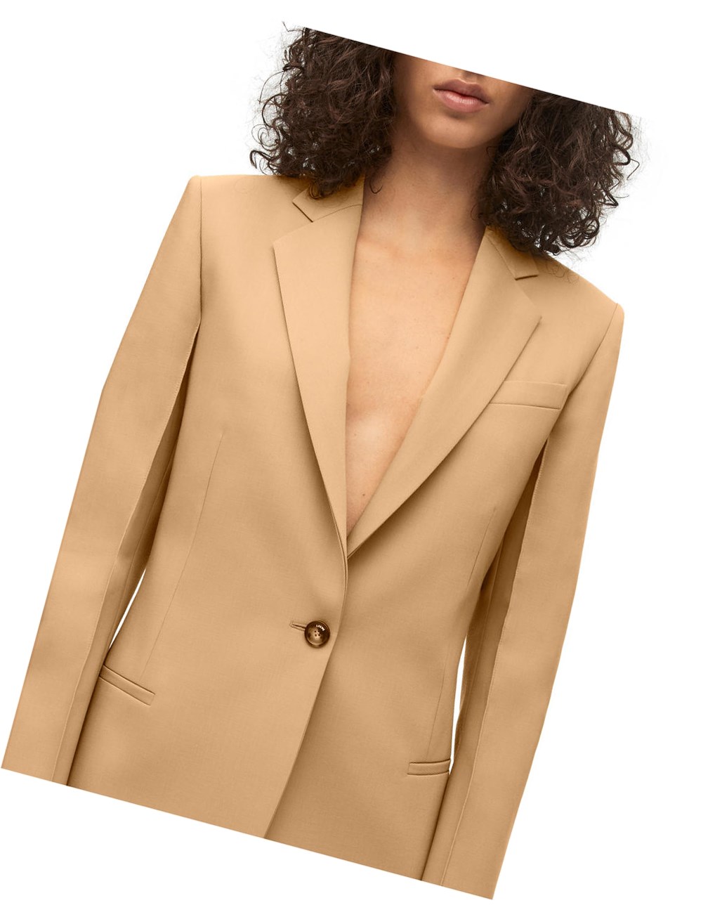 Loewe Tailored jacket in wool Beige | PAOKZ-7248
