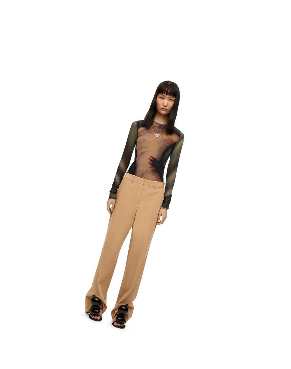 Loewe Tailored trousers in wool Beige | QHPMN-1689