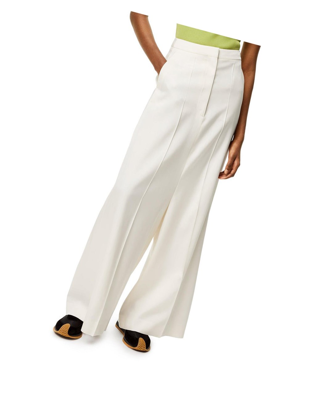 Loewe Tailored trousers in wool and silk Ivory | SZITP-4623