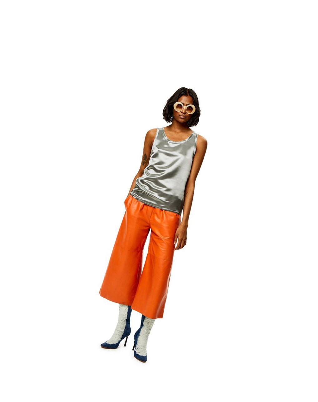 Loewe Tank top in satin Plateadas | QCJVF-2918