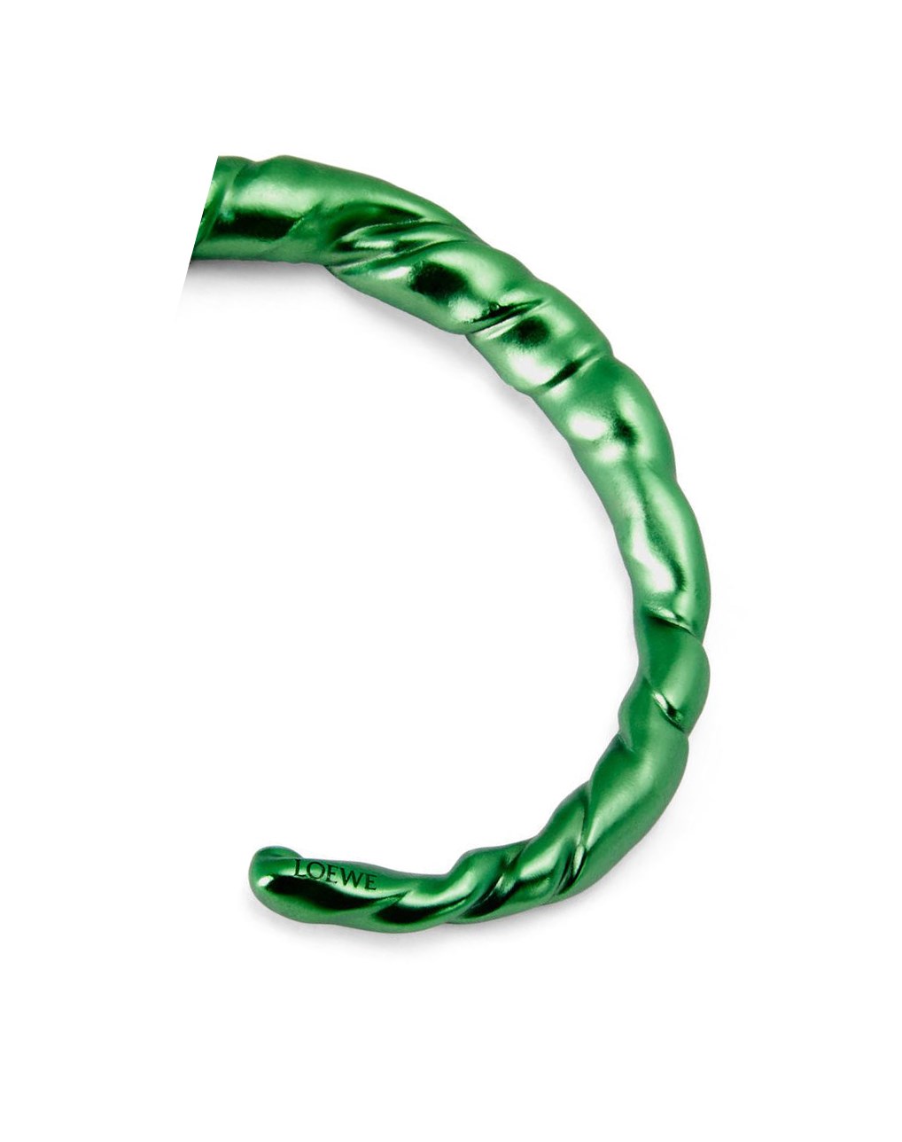 Loewe Thin nappa twist cuff in sterling silver Verdes Oscuro | LKNST-0856