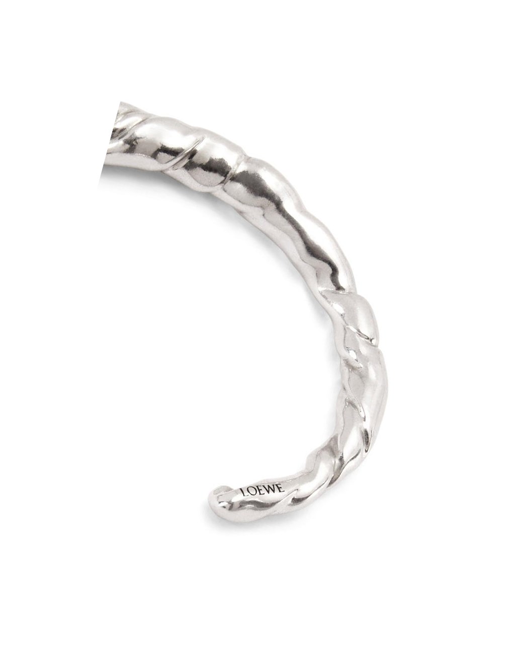 Loewe Thin nappa twist cuff in sterling silver Plateados | PBUWC-4381
