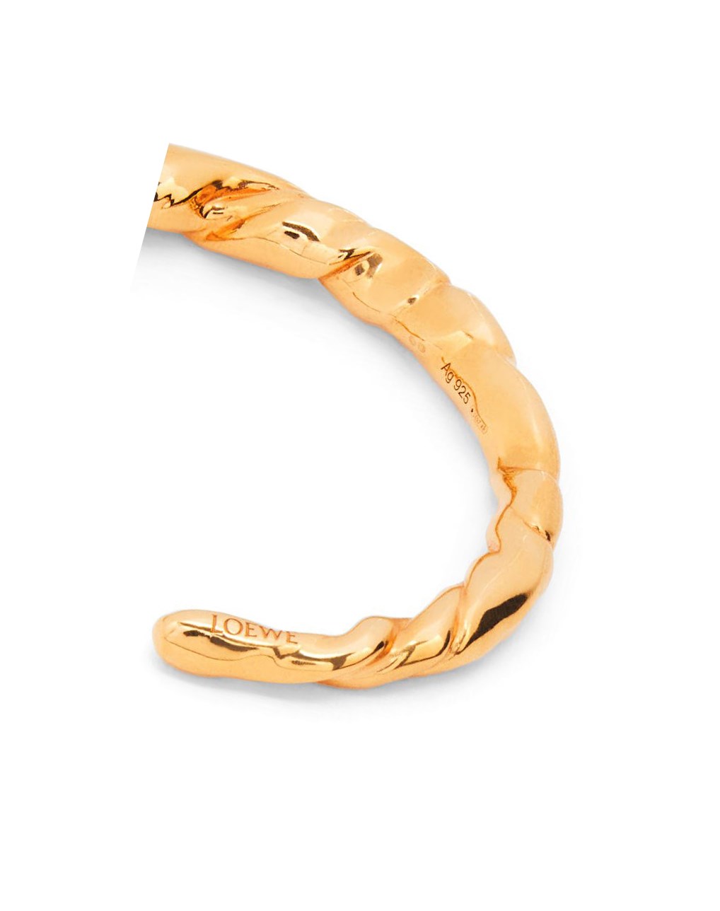 Loewe Thin nappa twist cuff in sterling silver Dorados | QOLJP-9846