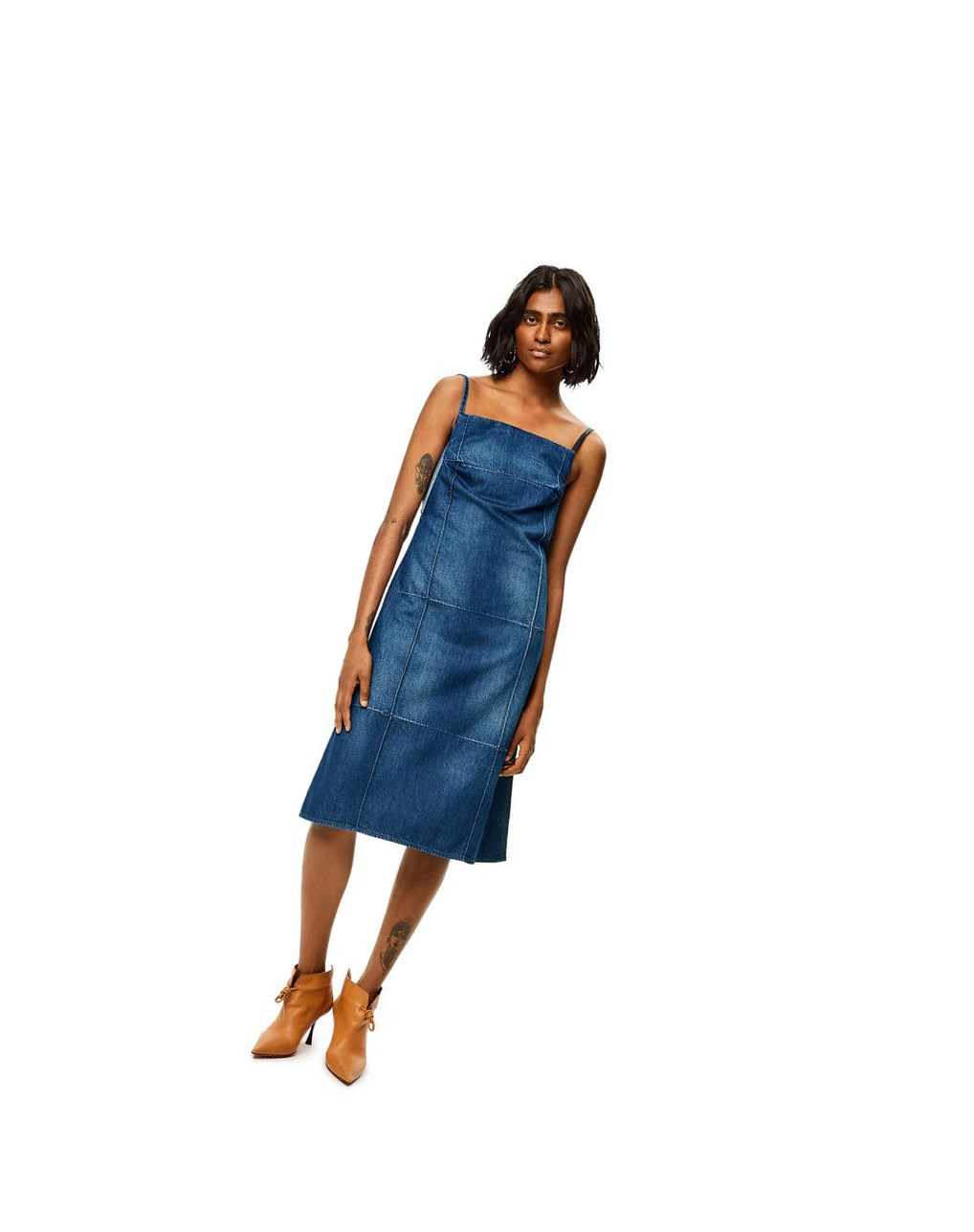 Loewe Tiras dress in denim Washed Denim | SNCZR-4760