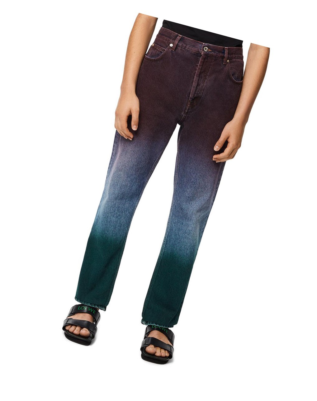 Loewe Tricolour trousers in denim Rojos Azules Verdes | MNOFW-7610