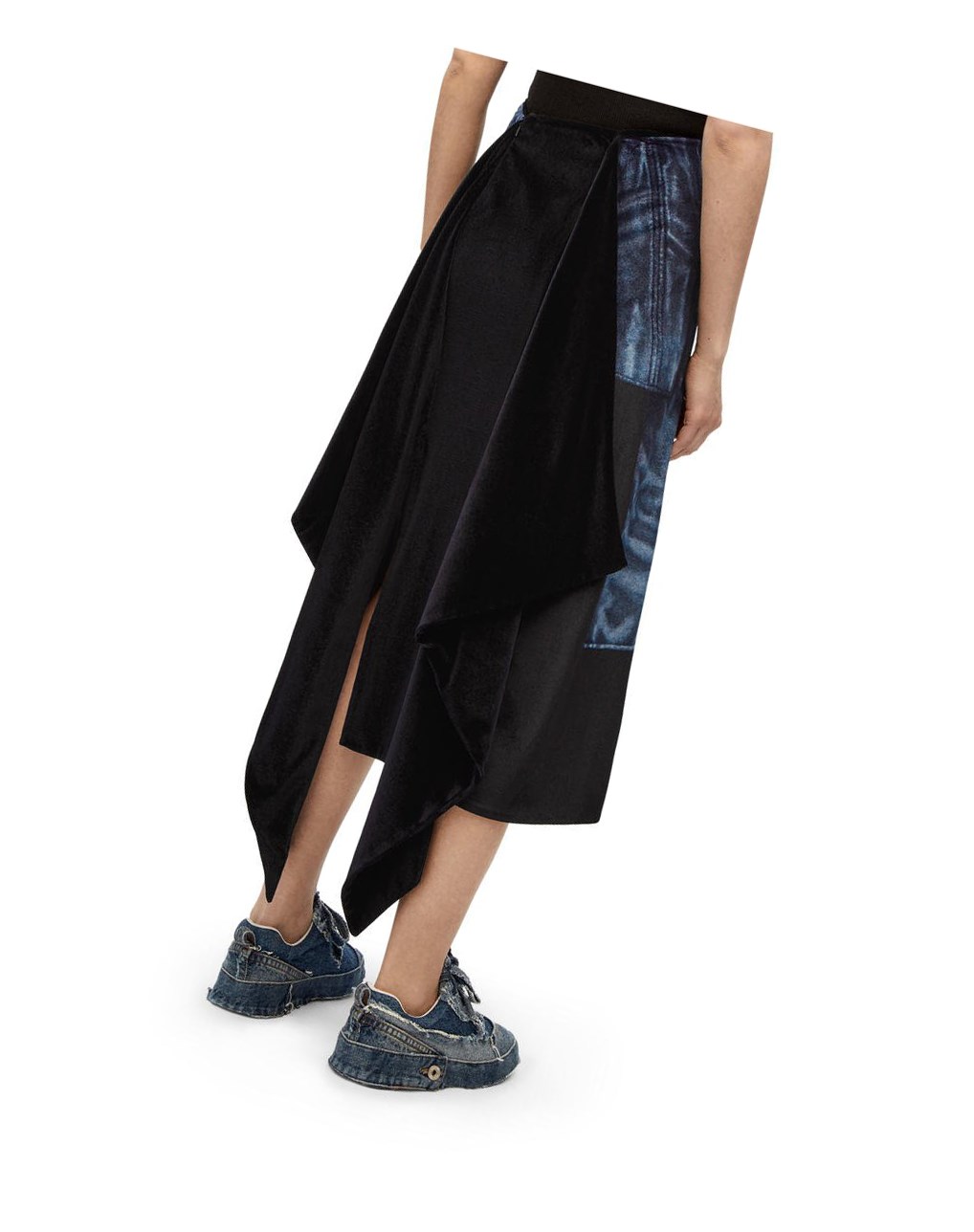 Loewe Trompe l'oeil skirt in velvet Grises | DPYOM-2510