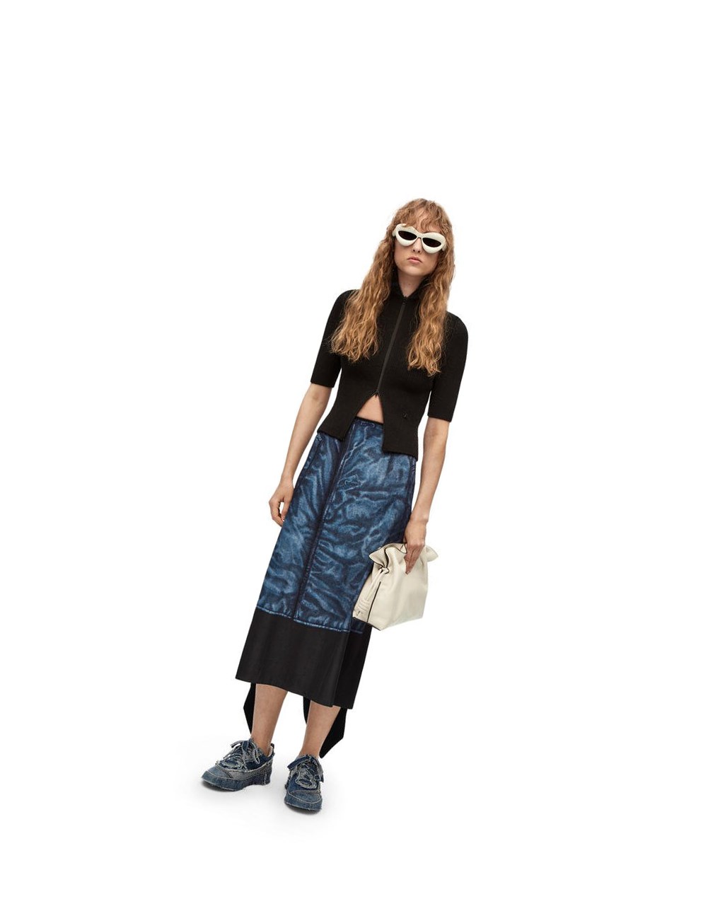 Loewe Trompe l'oeil skirt in velvet Grises | DPYOM-2510