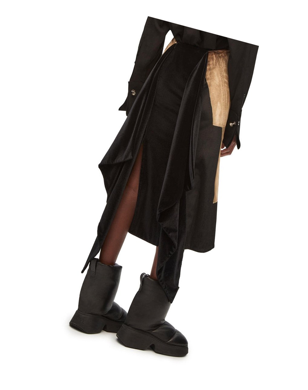 Loewe Trompe l'oeil skirt in velvet Marrom Negros | JAQDP-4723