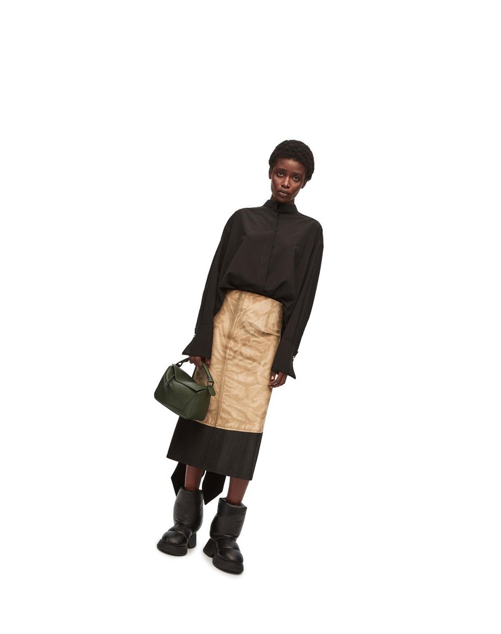 Loewe Trompe l'oeil skirt in velvet Marrom Negros | JAQDP-4723