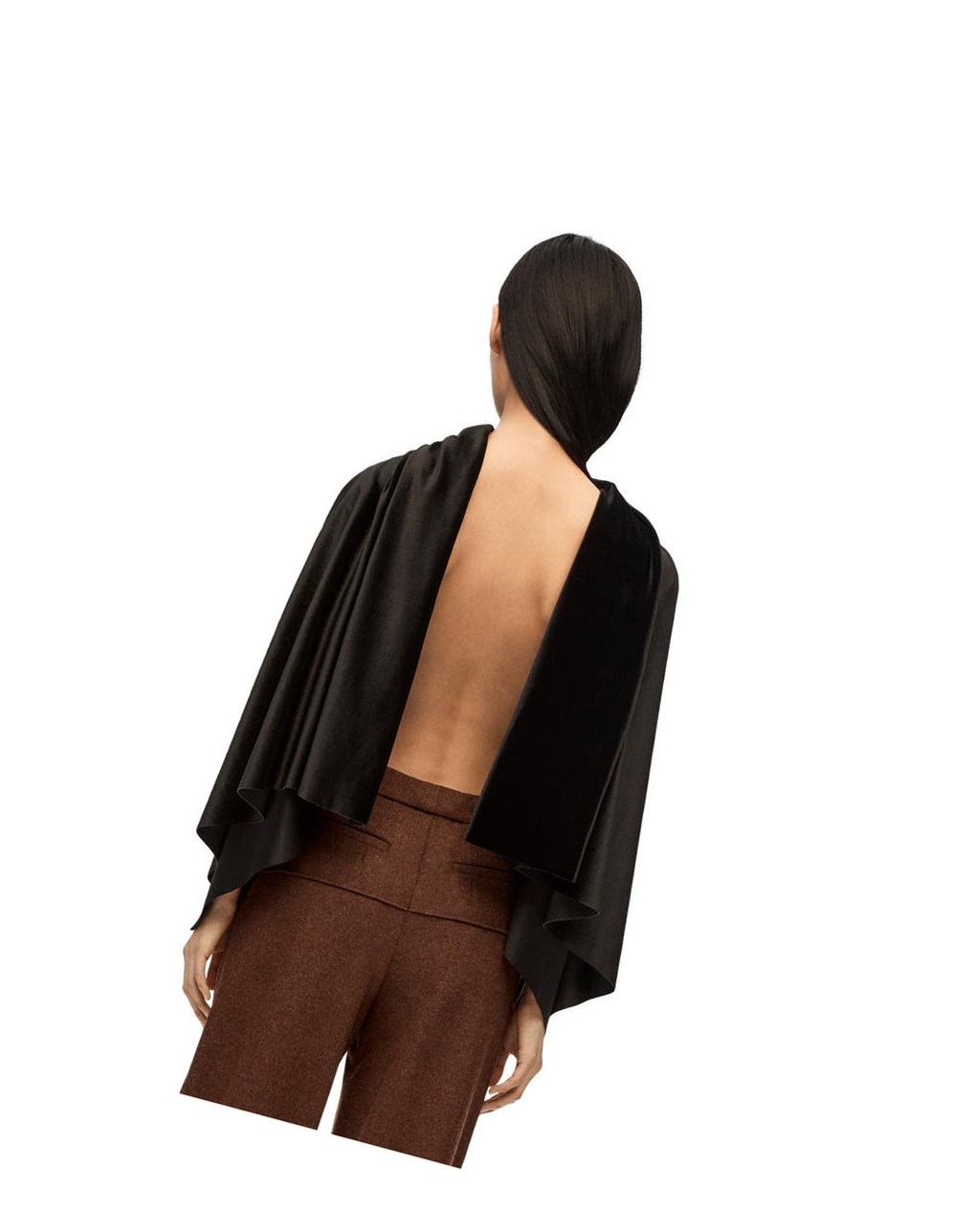 Loewe Trompe l'oeil top in velvet Marrom Negros | TQXNP-1865
