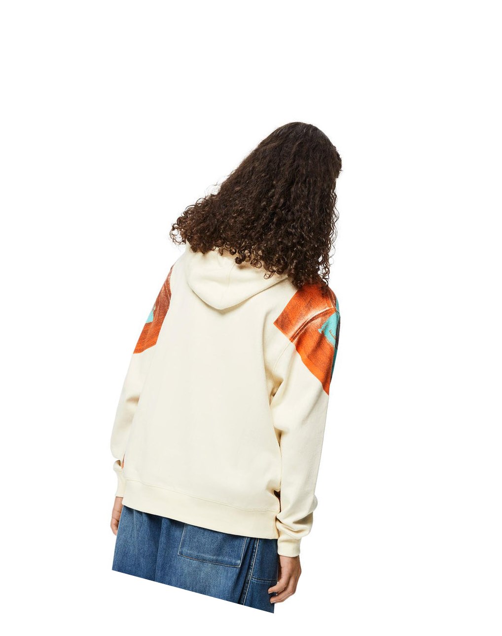 Loewe Tropical hands print hoodie in polyester Blancos Marrom | DXBLJ-9702