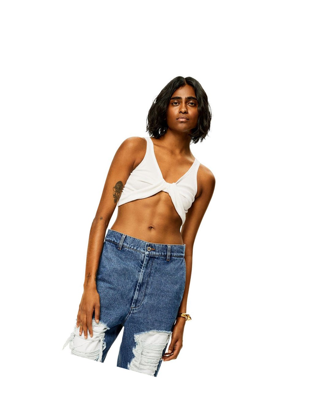 Loewe Twisted bra top in cotton Blancos | KUSPN-5679