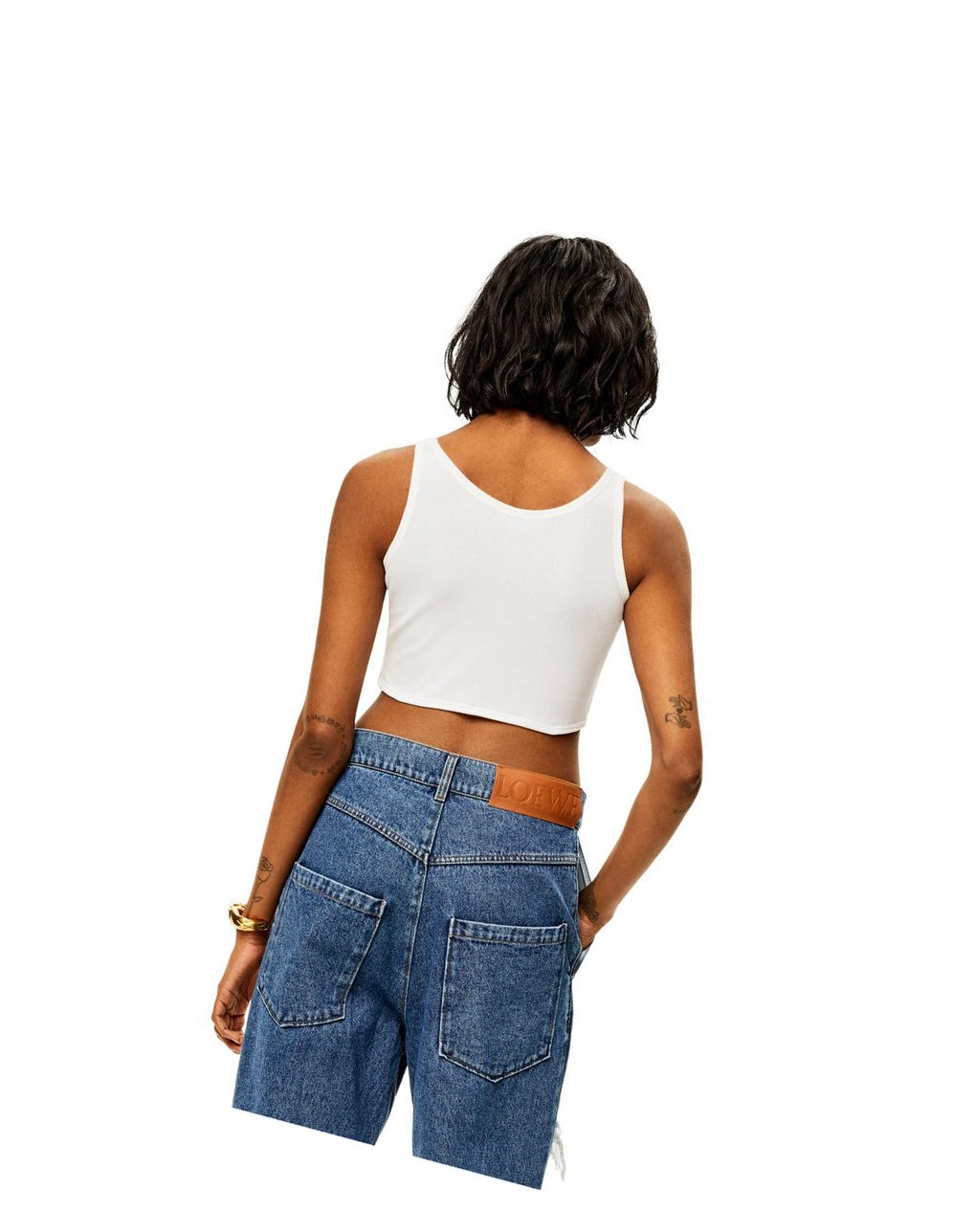 Loewe Twisted bra top in cotton Blancos | KUSPN-5679