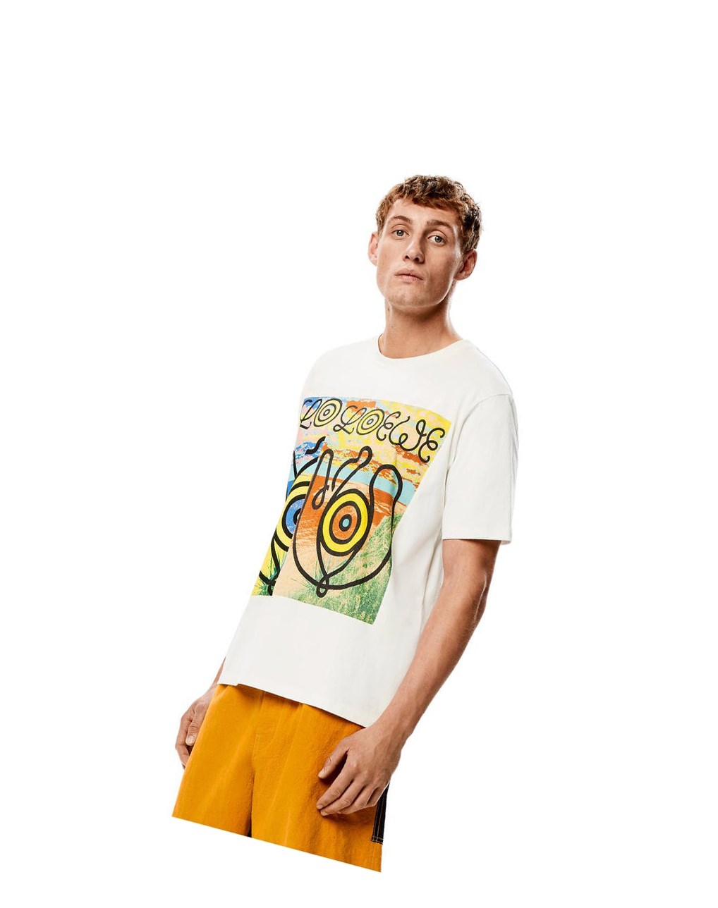 Loewe Upcycled logo T-shirt in cotton Blancos Multicolor | GHEZC-2086