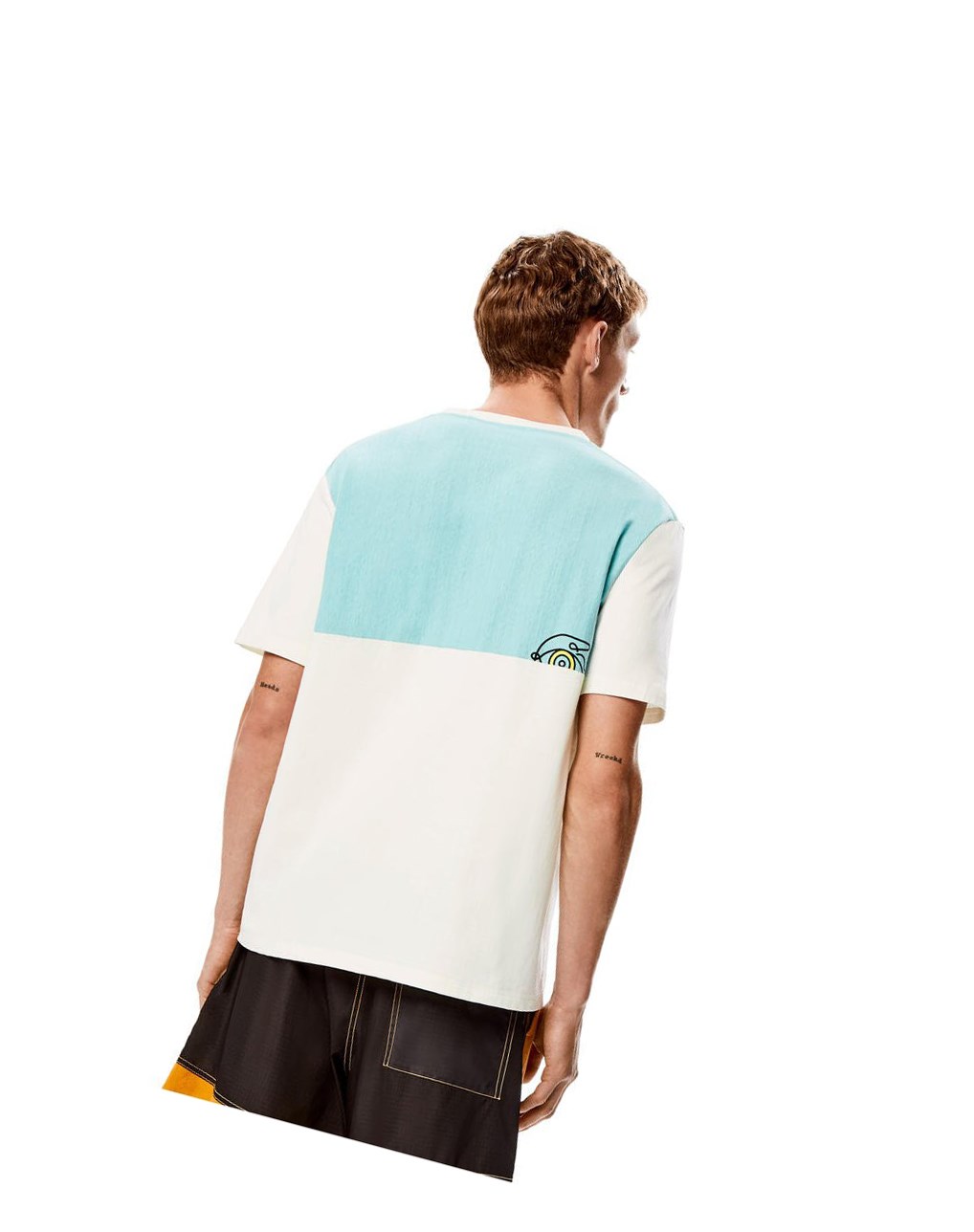 Loewe Upcycled logo T-shirt in cotton Blancos Multicolor | GHEZC-2086