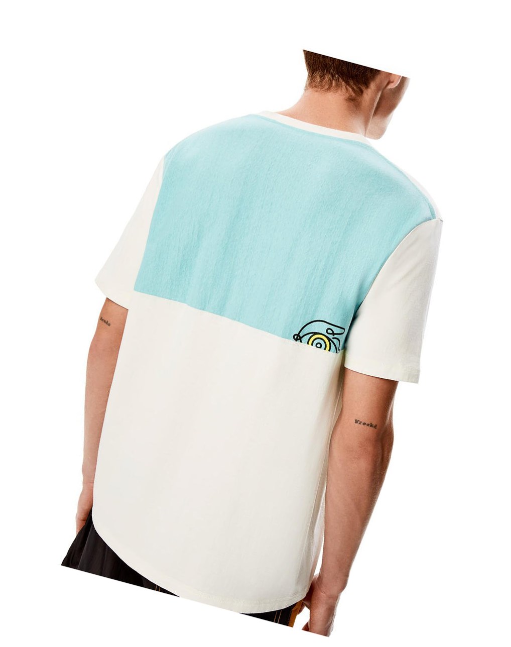 Loewe Upcycled logo T-shirt in cotton Blancos Multicolor | GHEZC-2086