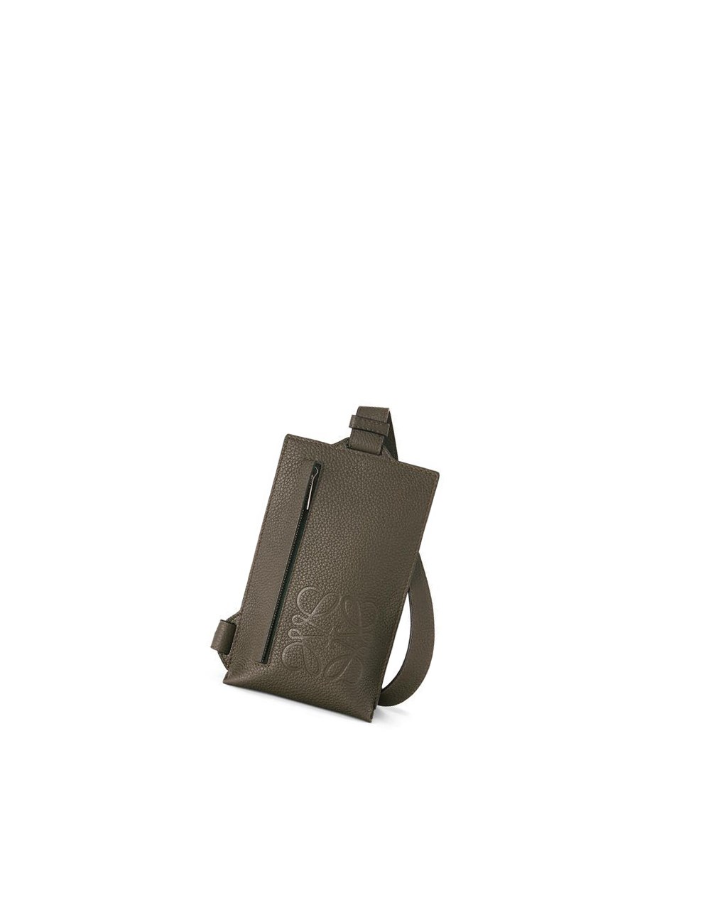 Loewe Vertical T Pocket in grained calfskin Kaki Oscuro Verdes | UVOFQ-9035