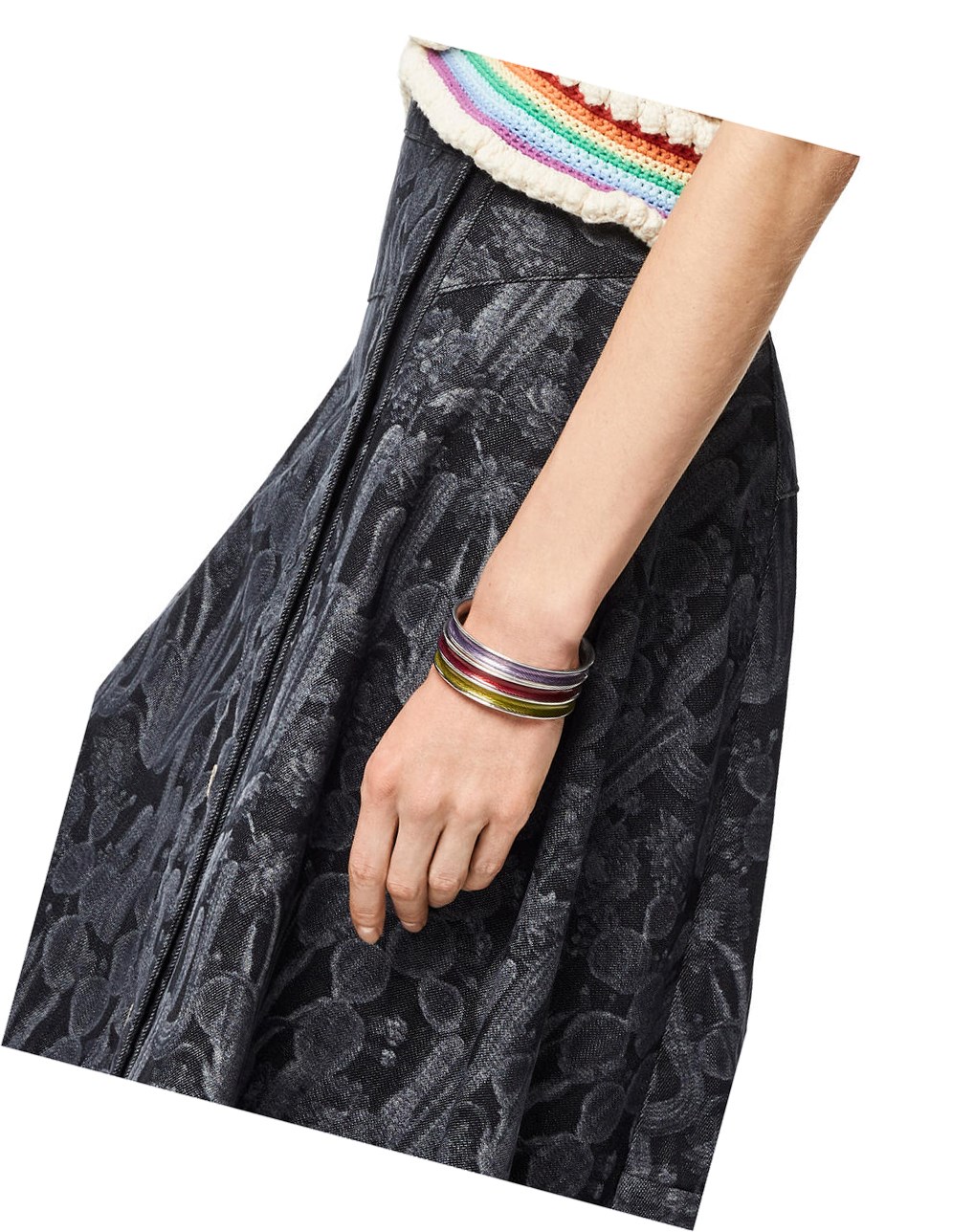 Loewe Wave bangle in sterling silver and enamel Verdes | JMCTI-9643