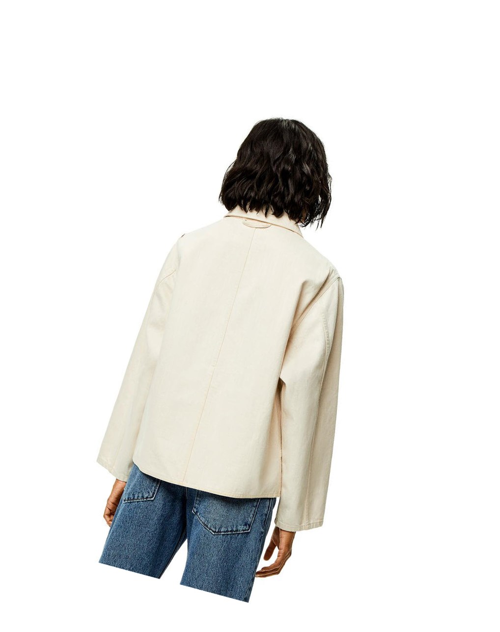 Loewe Workwear jacket in cotton and linen Ecru | LTCAY-6571