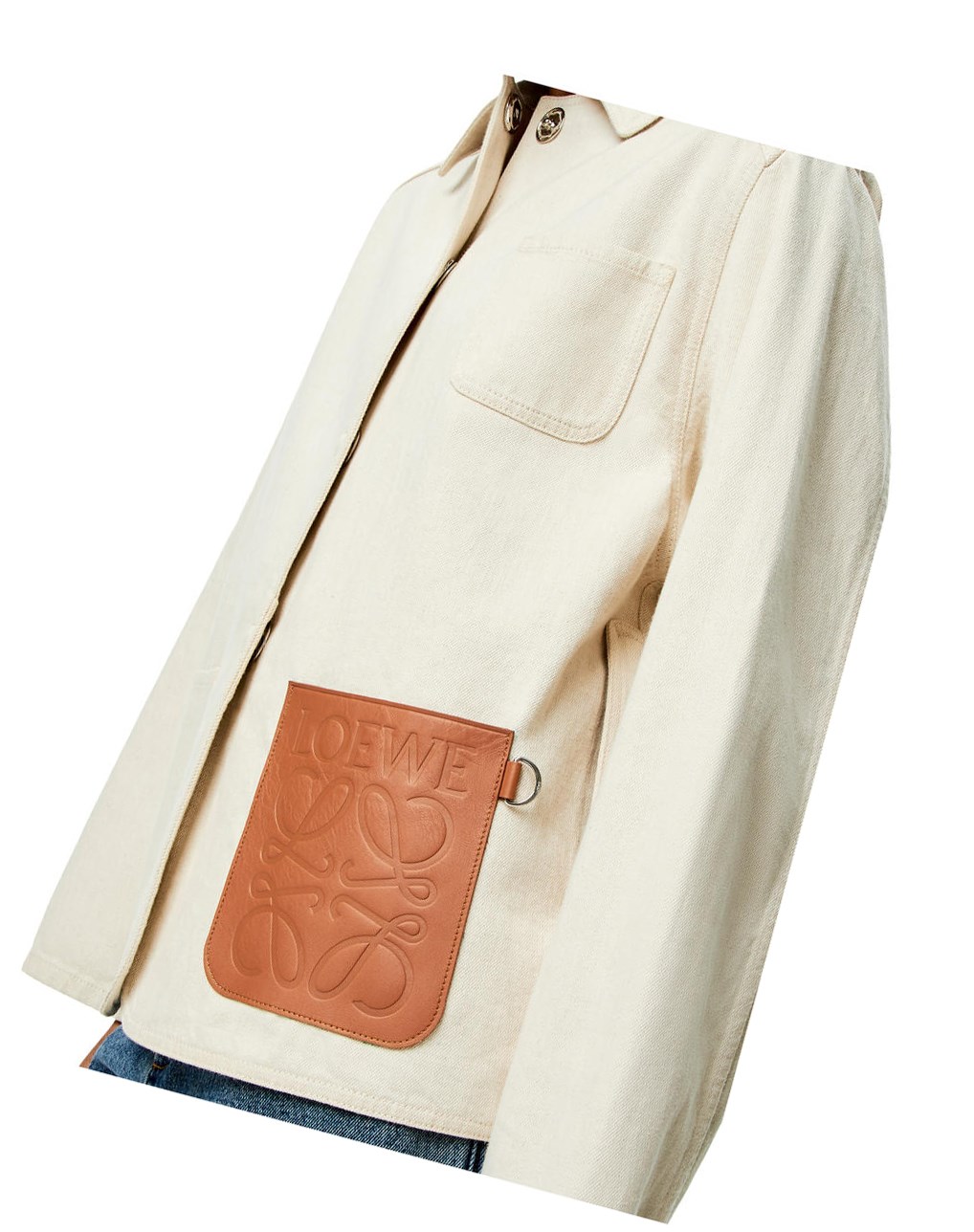 Loewe Workwear jacket in cotton and linen Ecru | LTCAY-6571