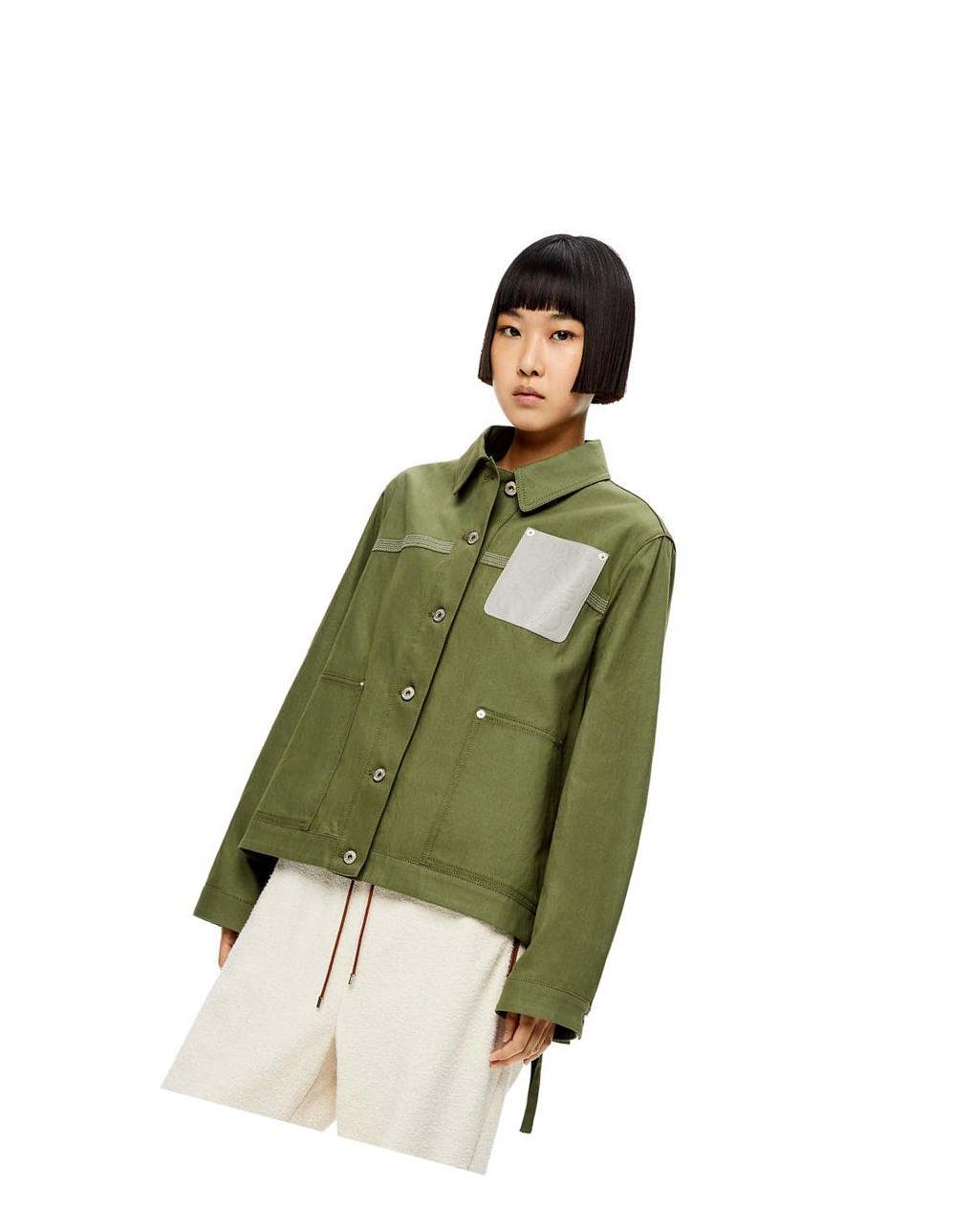 Loewe Workwear jacket in cotton and linen Verdes | PSHCY-4269