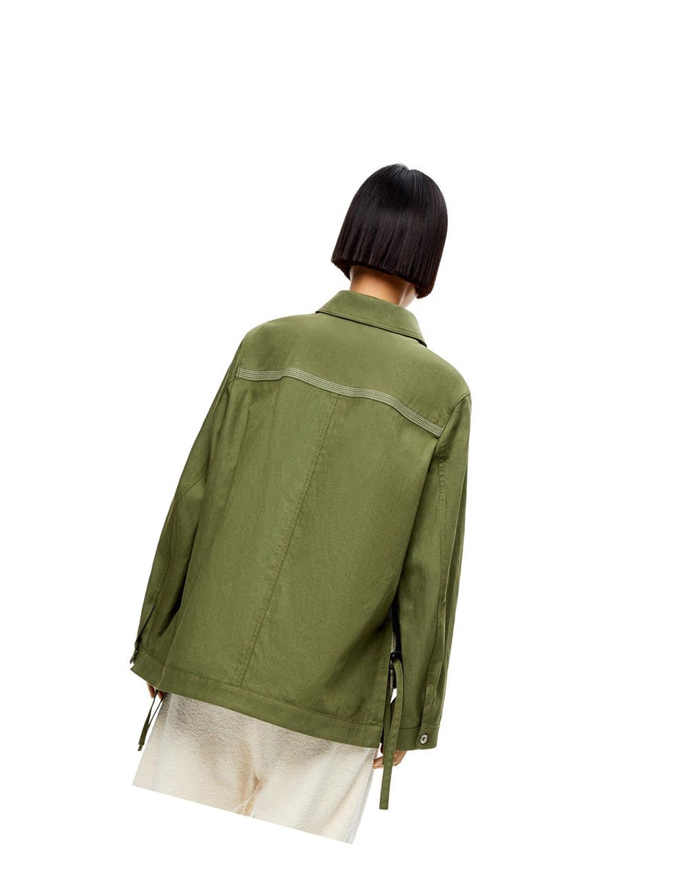 Loewe Workwear jacket in cotton and linen Verdes | PSHCY-4269