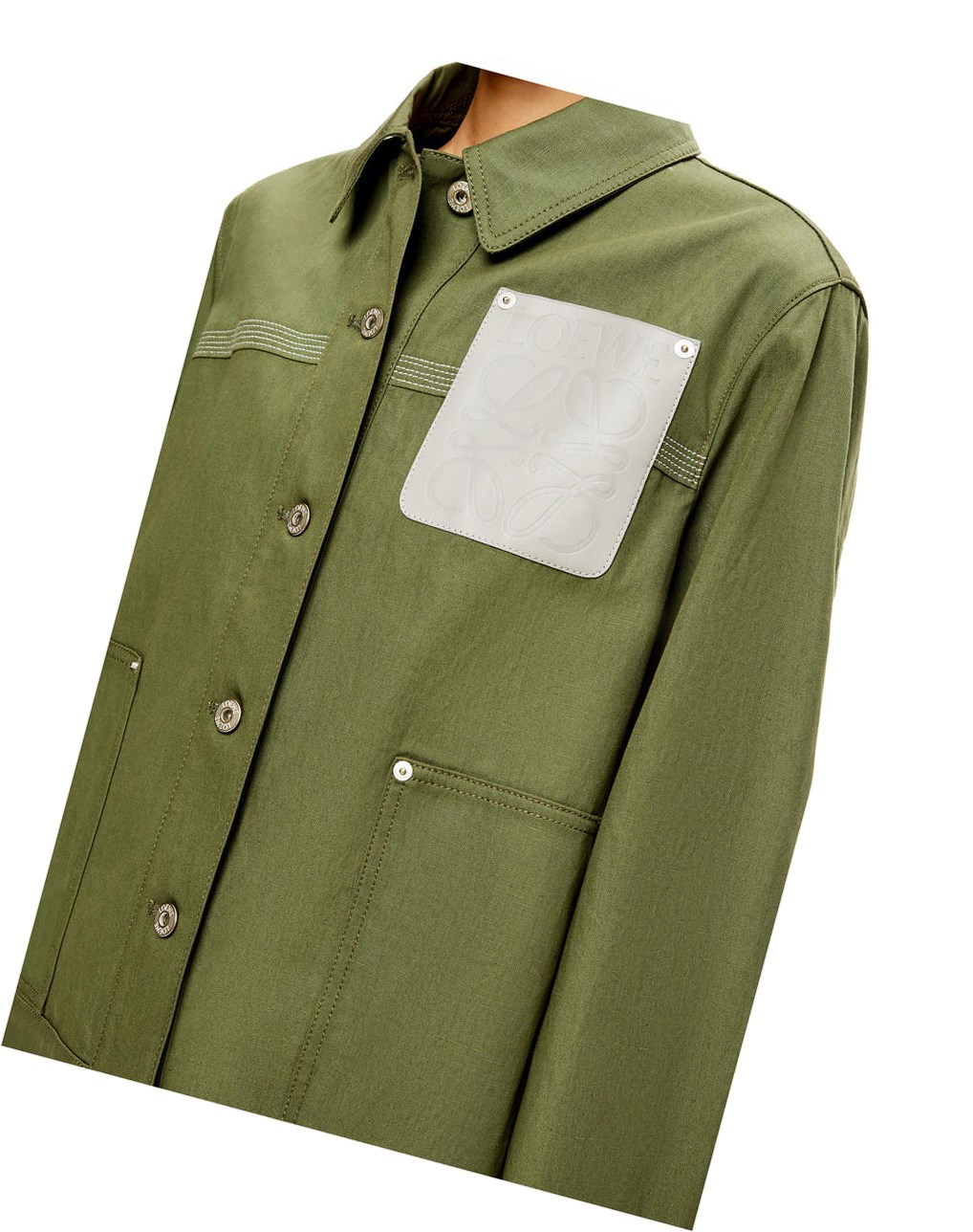 Loewe Workwear jacket in cotton and linen Verdes | PSHCY-4269