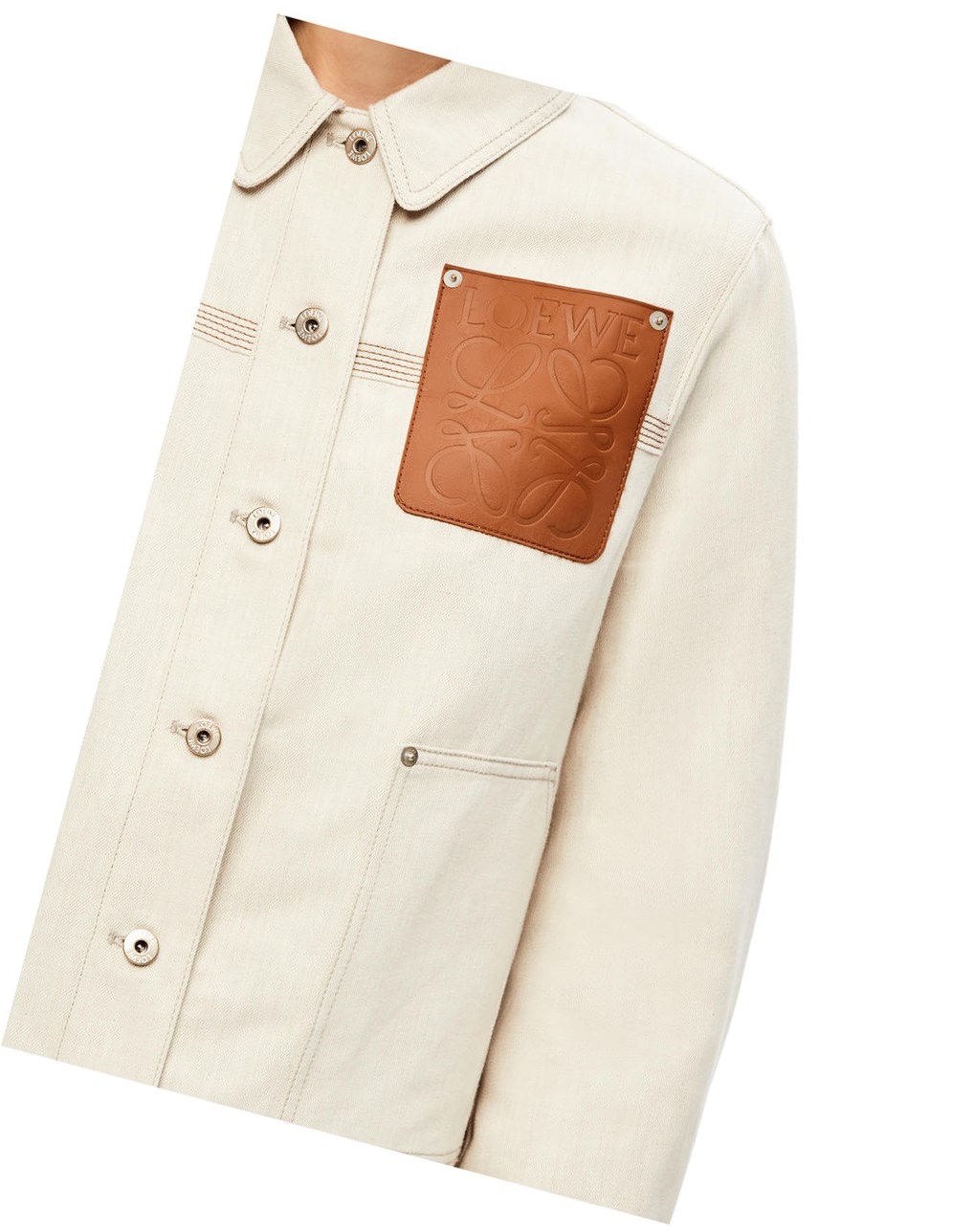 Loewe Workwear jacket in cotton and linen Ecru | UESAT-1379