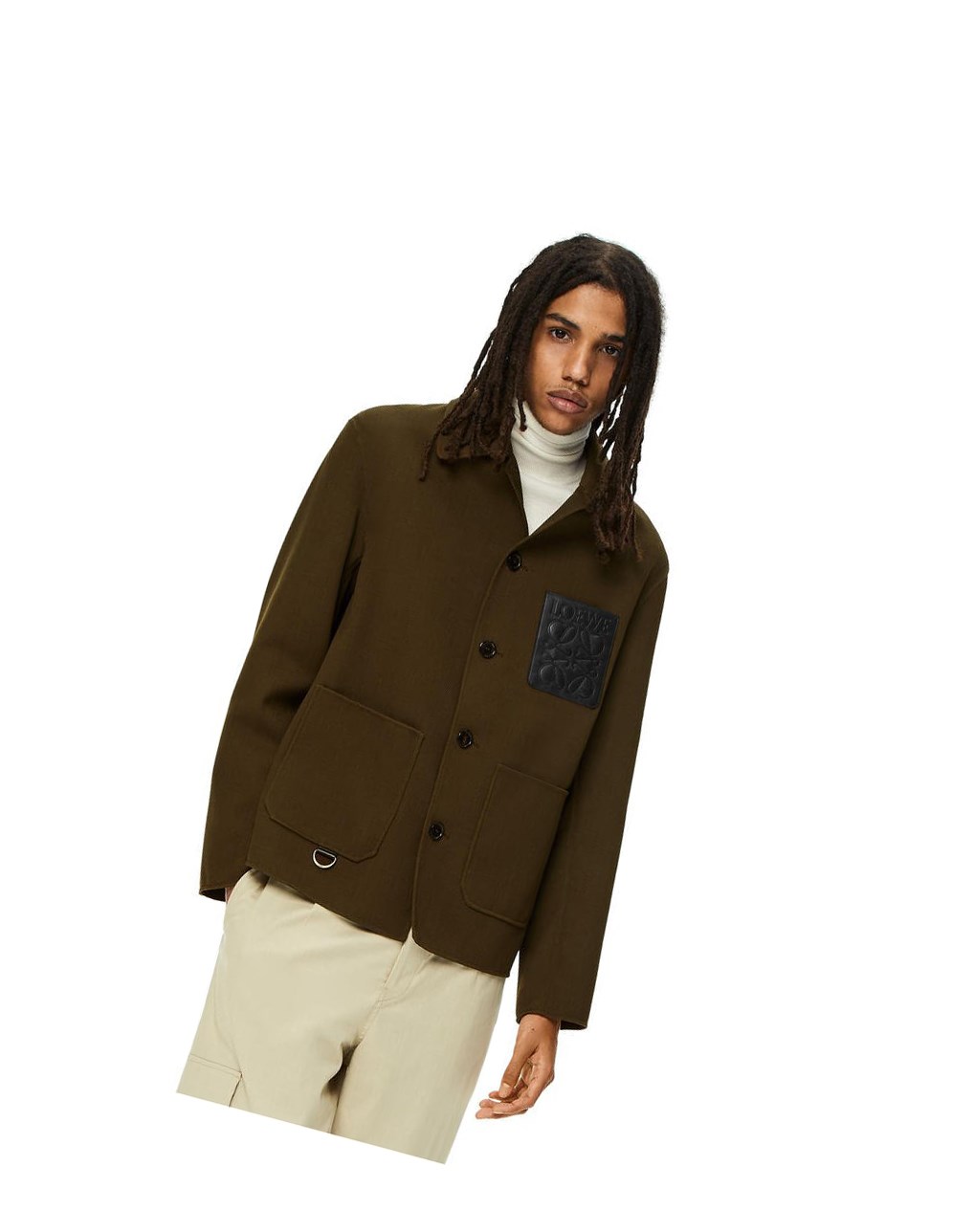 Loewe Workwear jacket in wool Verde Oliva Oscuro Verdes | BMEAR-5428