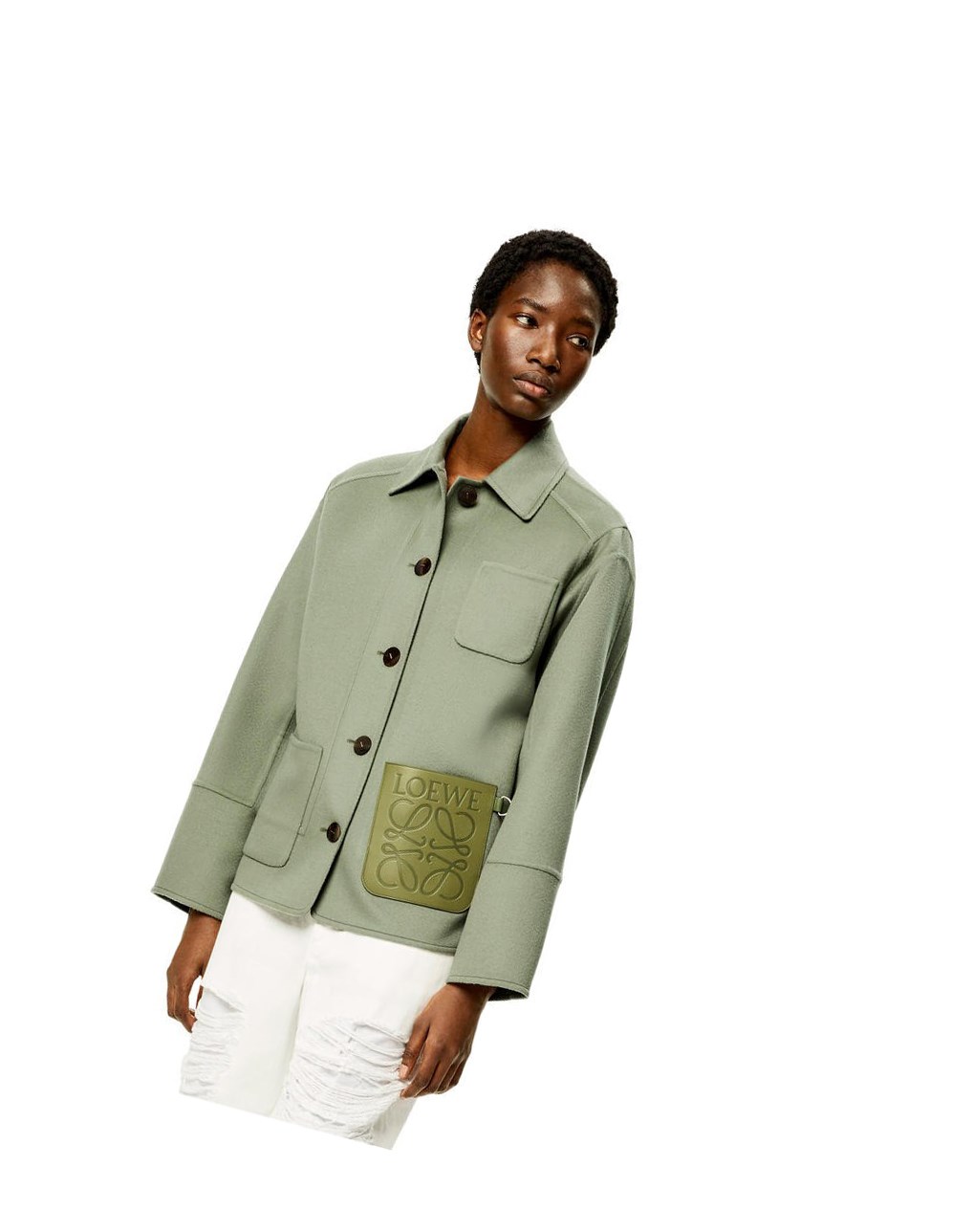 Loewe Workwear jacket in wool and cashmere Sage | VXCBD-4839