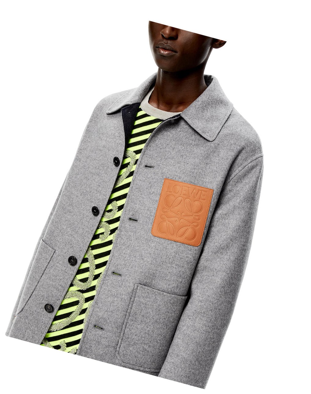 Loewe Workwear jacket in wool and cashmere Azul Marino Grises | VXUMY-4135