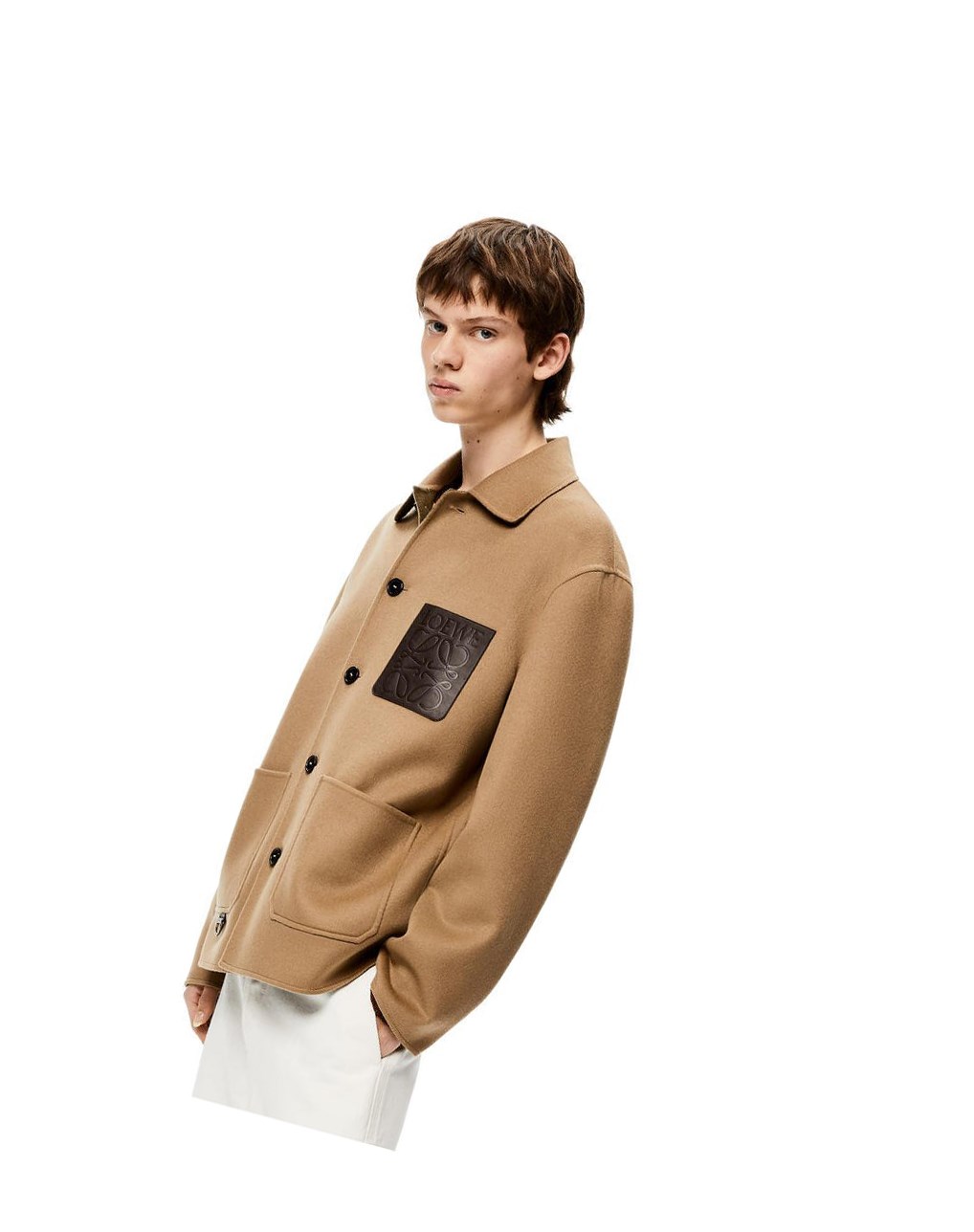 Loewe Workwear jacket in wool and cashmere Beige Kaki Verdes | WCQGX-8107