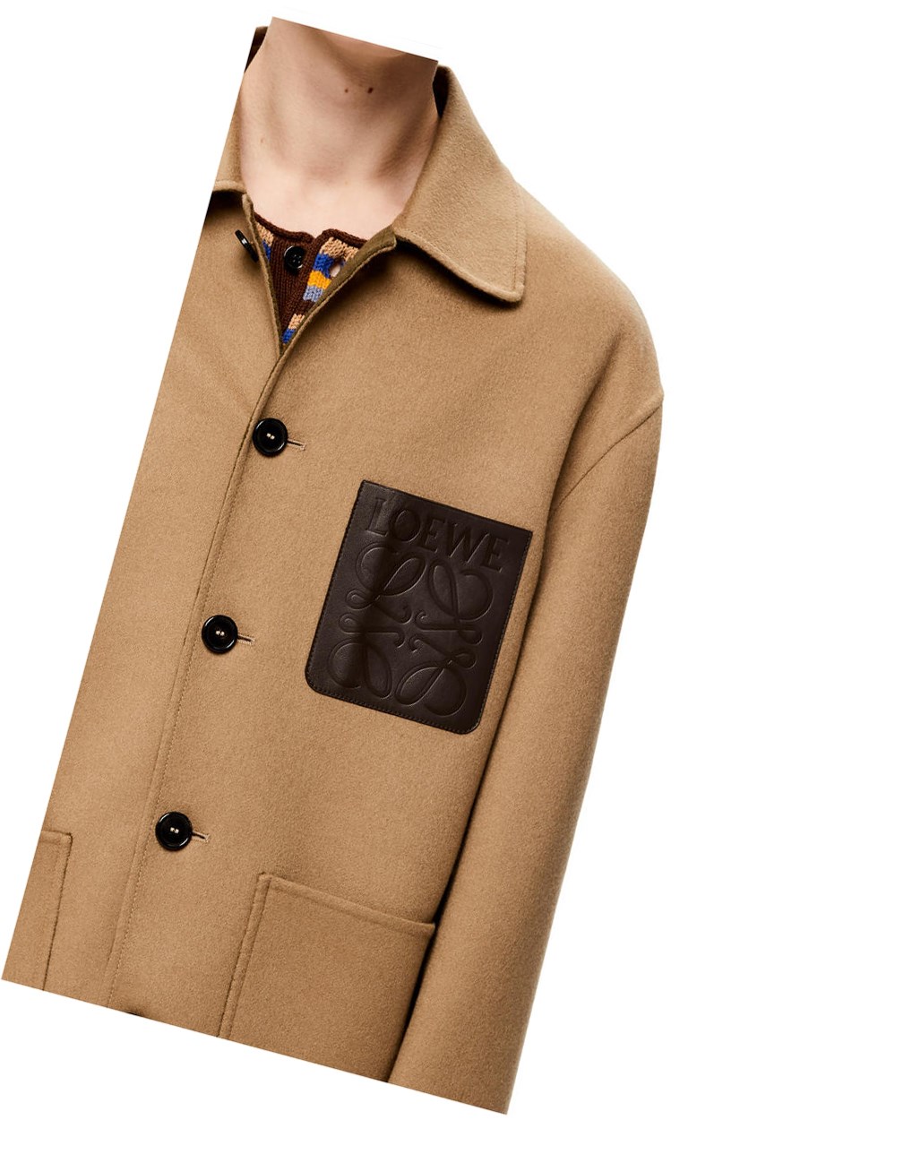 Loewe Workwear jacket in wool and cashmere Beige Kaki Verdes | WCQGX-8107