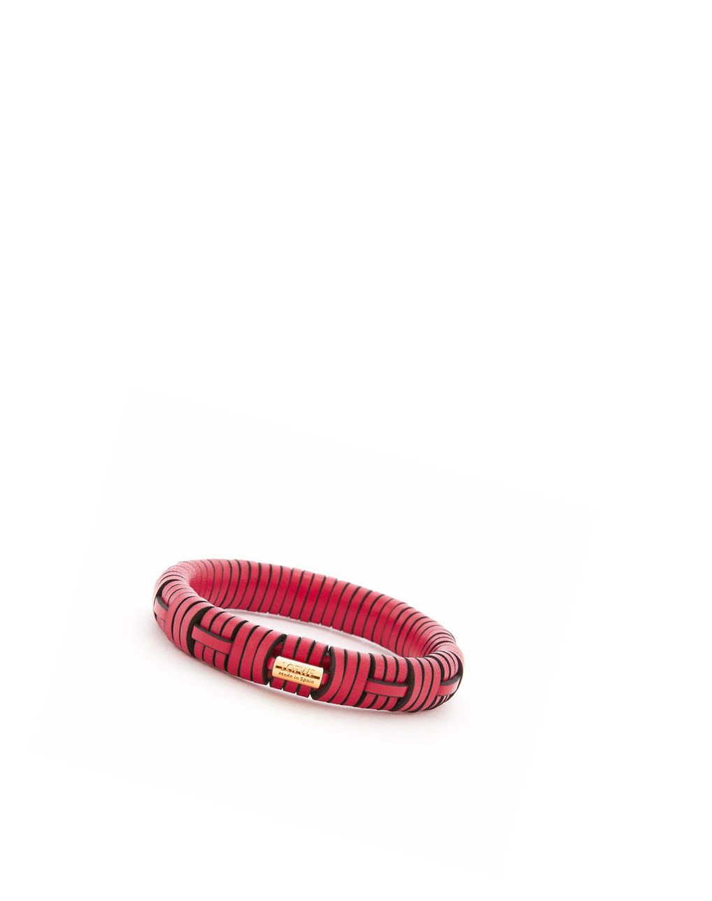 Loewe Woven bangle in brass and classic calfskin Fucsia | DYTRG-2781