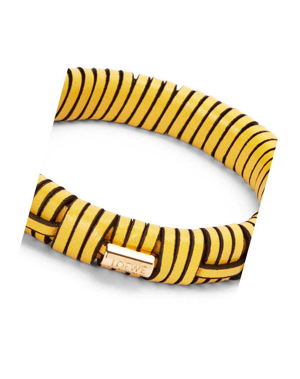 Loewe Woven bangle in brass and classic calfskin Amarillos | NXBTK-5983