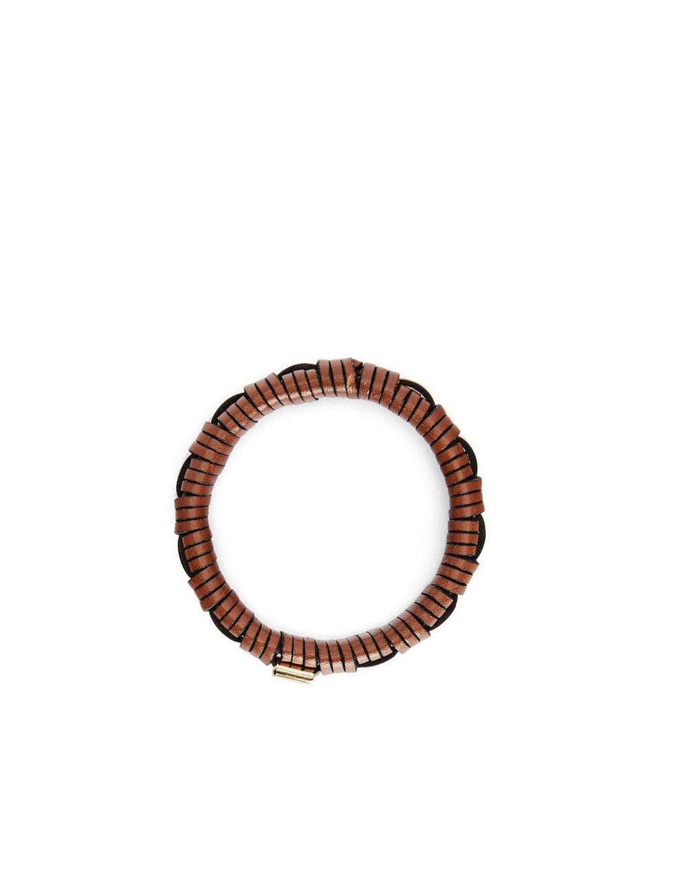 Loewe Woven bangle in brass and classic calfskin Tan | TFDZU-6470