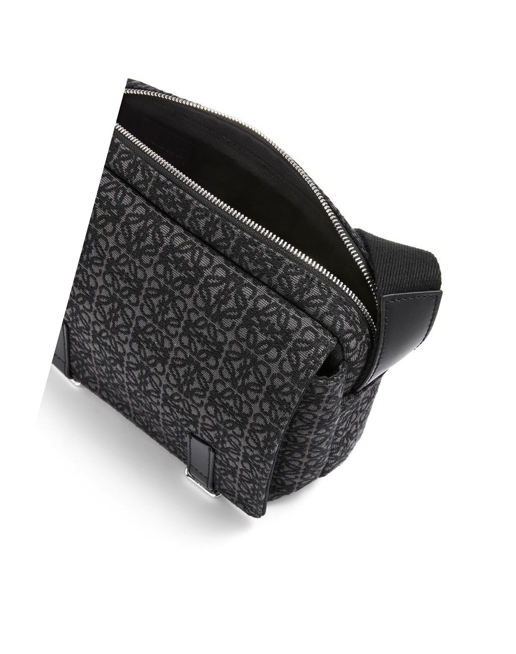 Loewe XS Military messenger bag in Anagram jacquard and calfskin Negros | GKVRE-7068