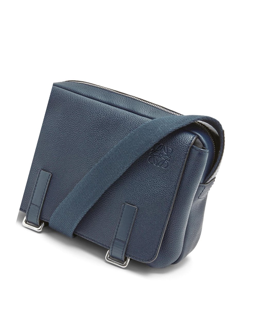 Loewe XS Military messenger bag in soft grained calfskin Ocean | OBNDK-5943