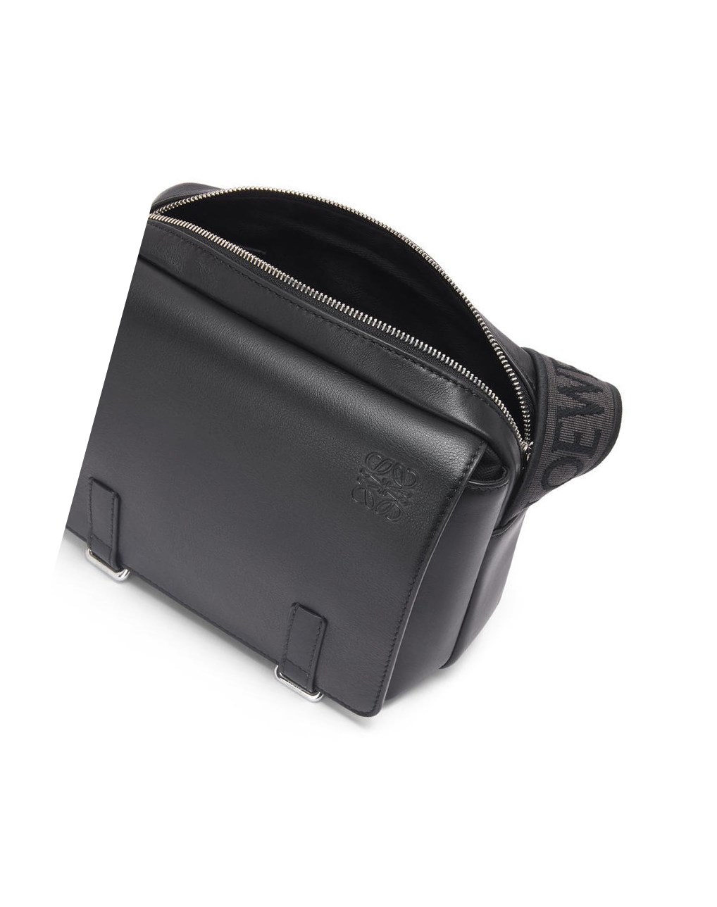Loewe XS Military messenger bag in supple smooth calfskin and jacquard Negros | CMWVH-5603