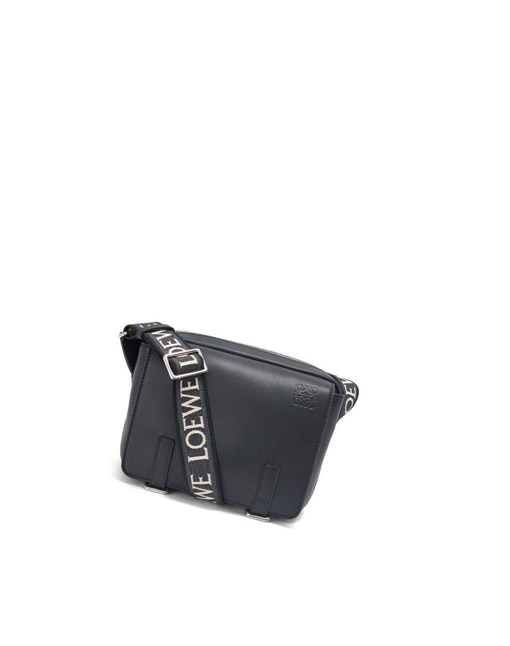 Loewe XS Military messenger bag in supple smooth calfskin and jacquard Azul Marino Oscuro | GZDLV-2039