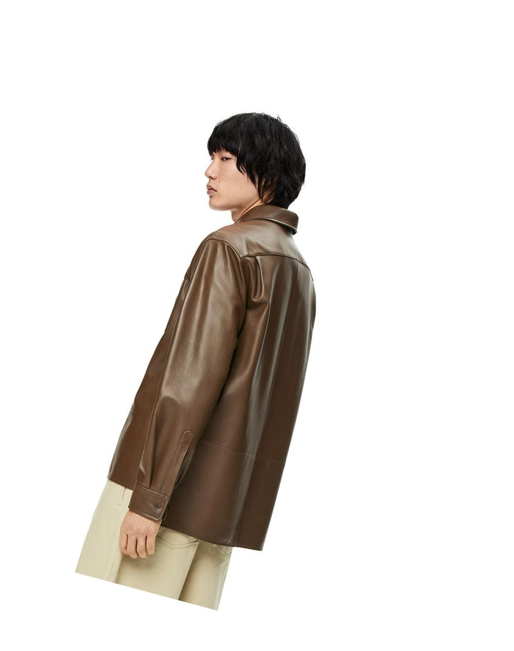 Loewe Zip overshirt in nappa Kaki Verdes | LGSUE-3186