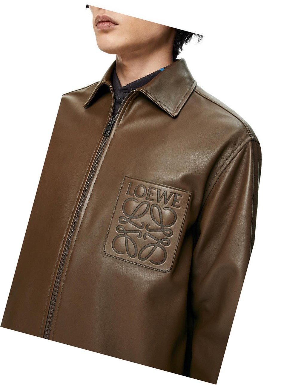 Loewe Zip overshirt in nappa Kaki Verdes | LGSUE-3186