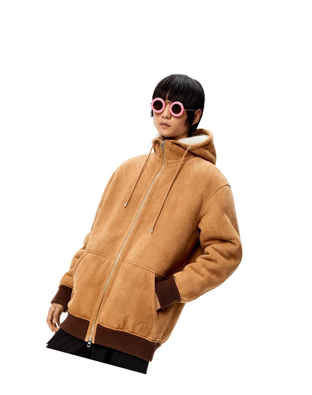 Loewe Zip up hoodie in shearling Blancos | VHMXJ-4732