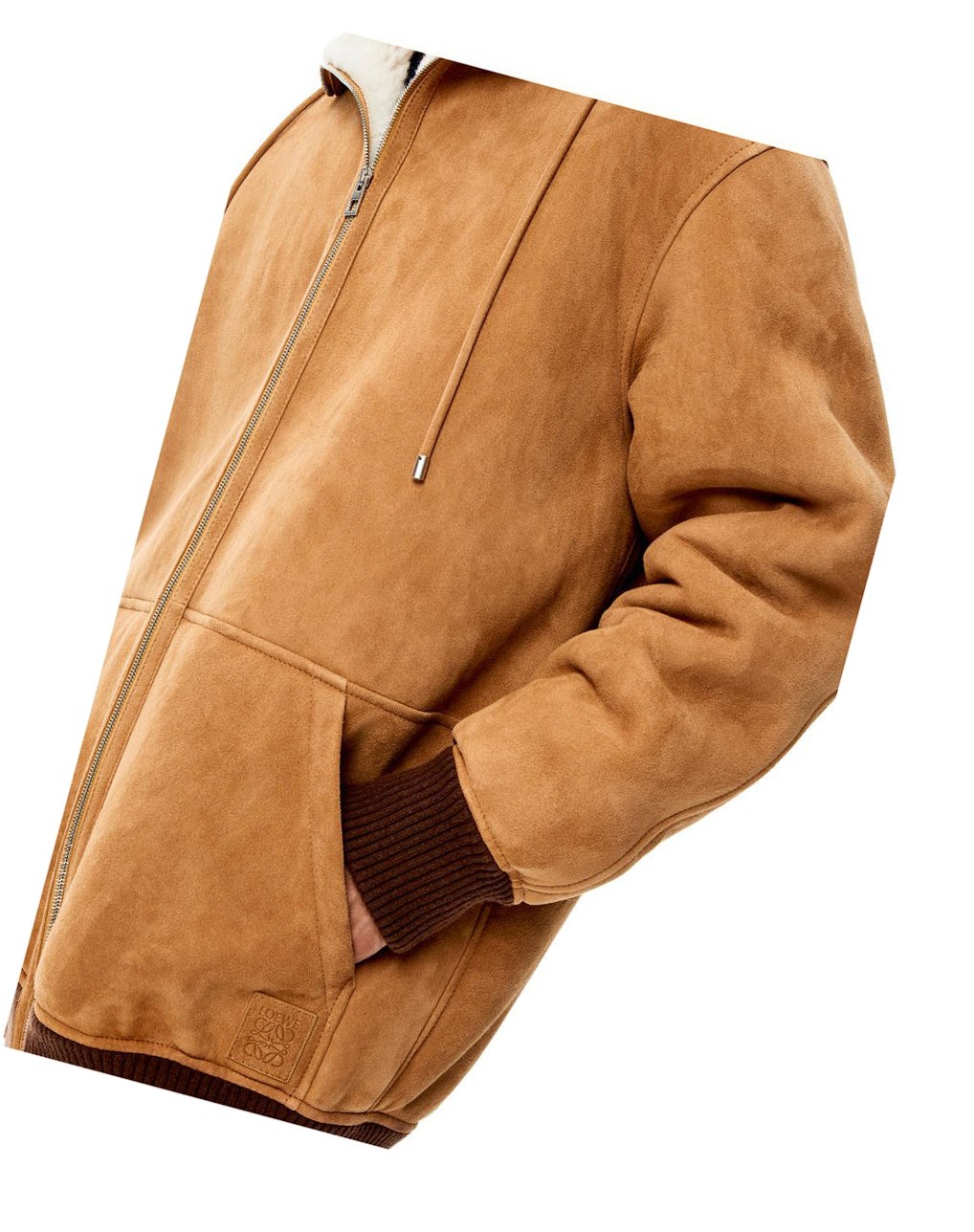 Loewe Zip up hoodie in shearling Blancos | VHMXJ-4732